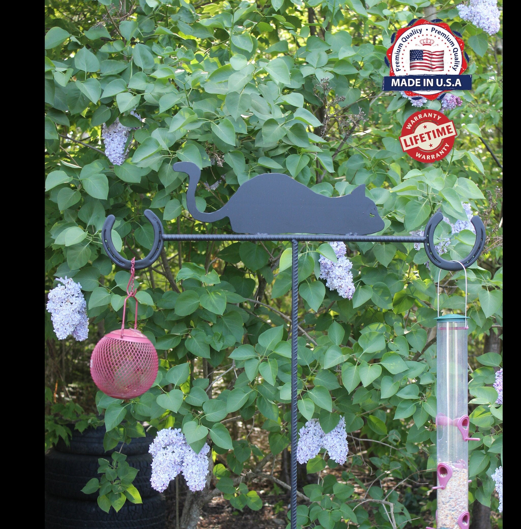 Carny the Cat Bird Feeder Pole, Cat Plant Hanger, Cat Bird Feeder Hanger, Multipurpose Stand - Lifetime Warranty