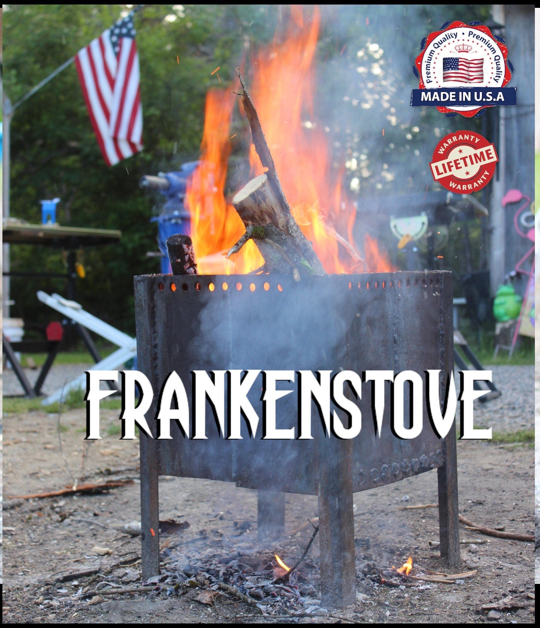 FRANKENSTOVE™ 3/16" Steel Electricfing Firepit, Portable Firepit, Smokeless Firepit - Lifetime Warranty
