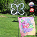 Beauti-fly Flag holder, Butterfly Flower Garden Flag Post, Butterfly Yard Décor, Garden Flag Stand, Yard Flag Art, Summer Garden Flag