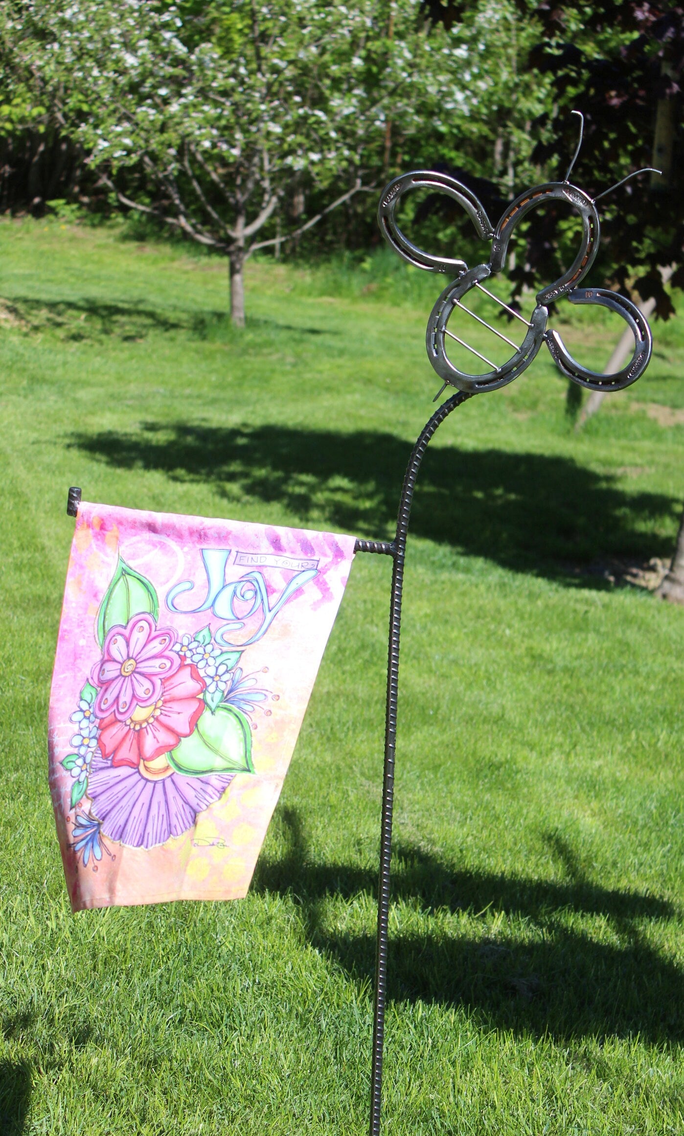 BuzzBee Flag Stand, Garden Flag Stand, Rustic Yard Decor - Lifetime Warranty