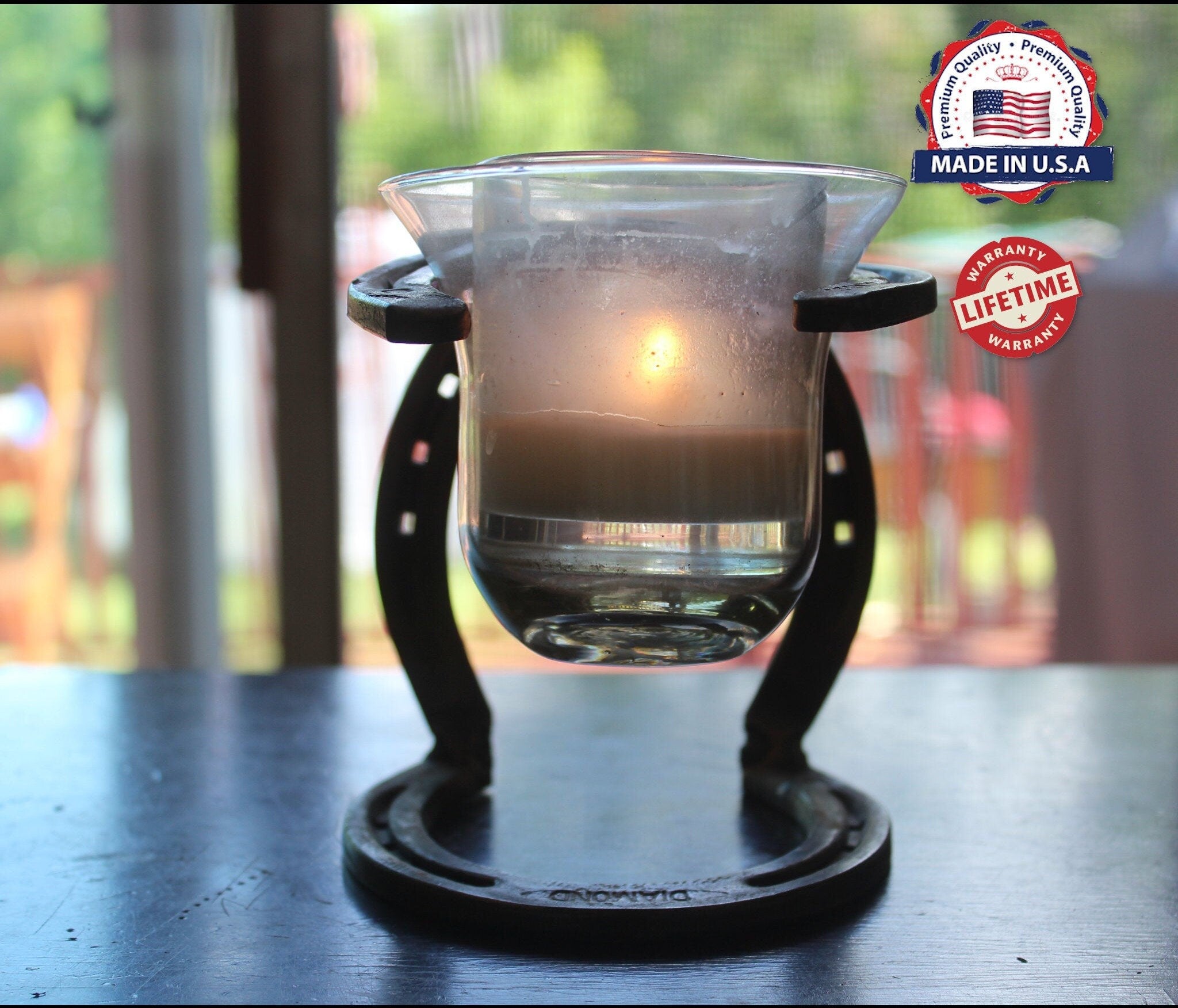 Rustic Candle Holder & Wine Holder, Tabletop Wine Holder, Rustic Wedding Decor - Lifetime Warranty
