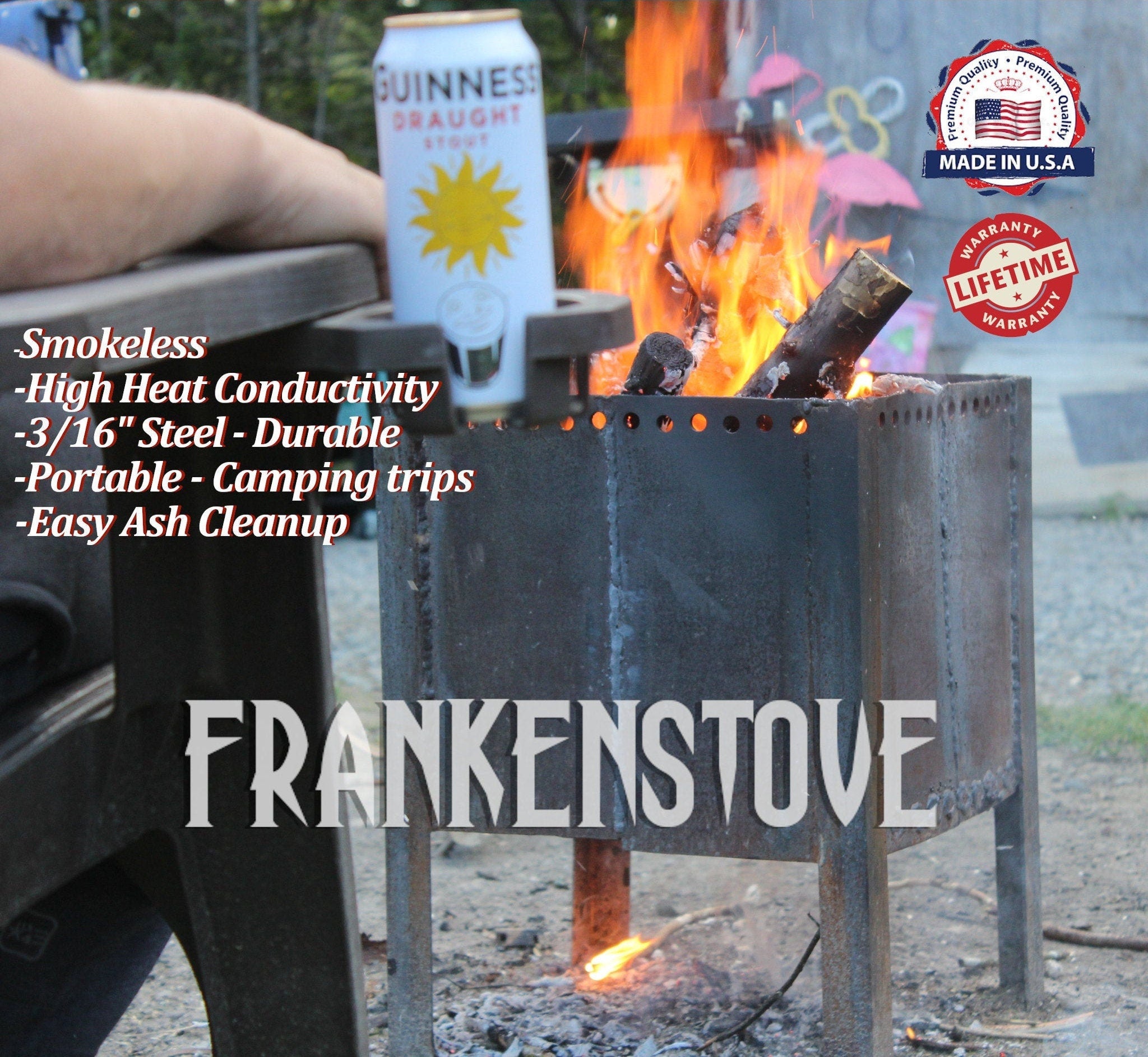 FRANKENSTOVE™ 3/16" Steel Electricfing Firepit, Portable Firepit, Smokeless Firepit - Lifetime Warranty