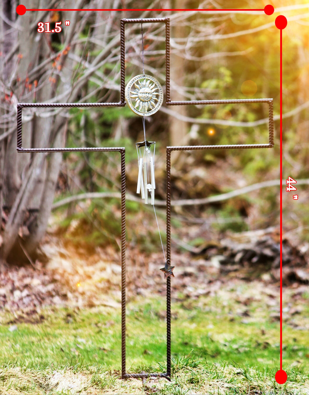 Rustic Spiritual Iron Cross Yard Stake