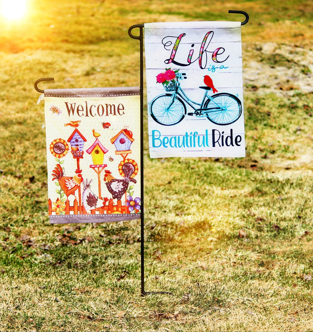 Double Flag Holder, Garden Flag Stand, Yard Flag Stand, Camp Site Marker, Grave Site Memorial, Dual Garden Flag, Garden Flag holder