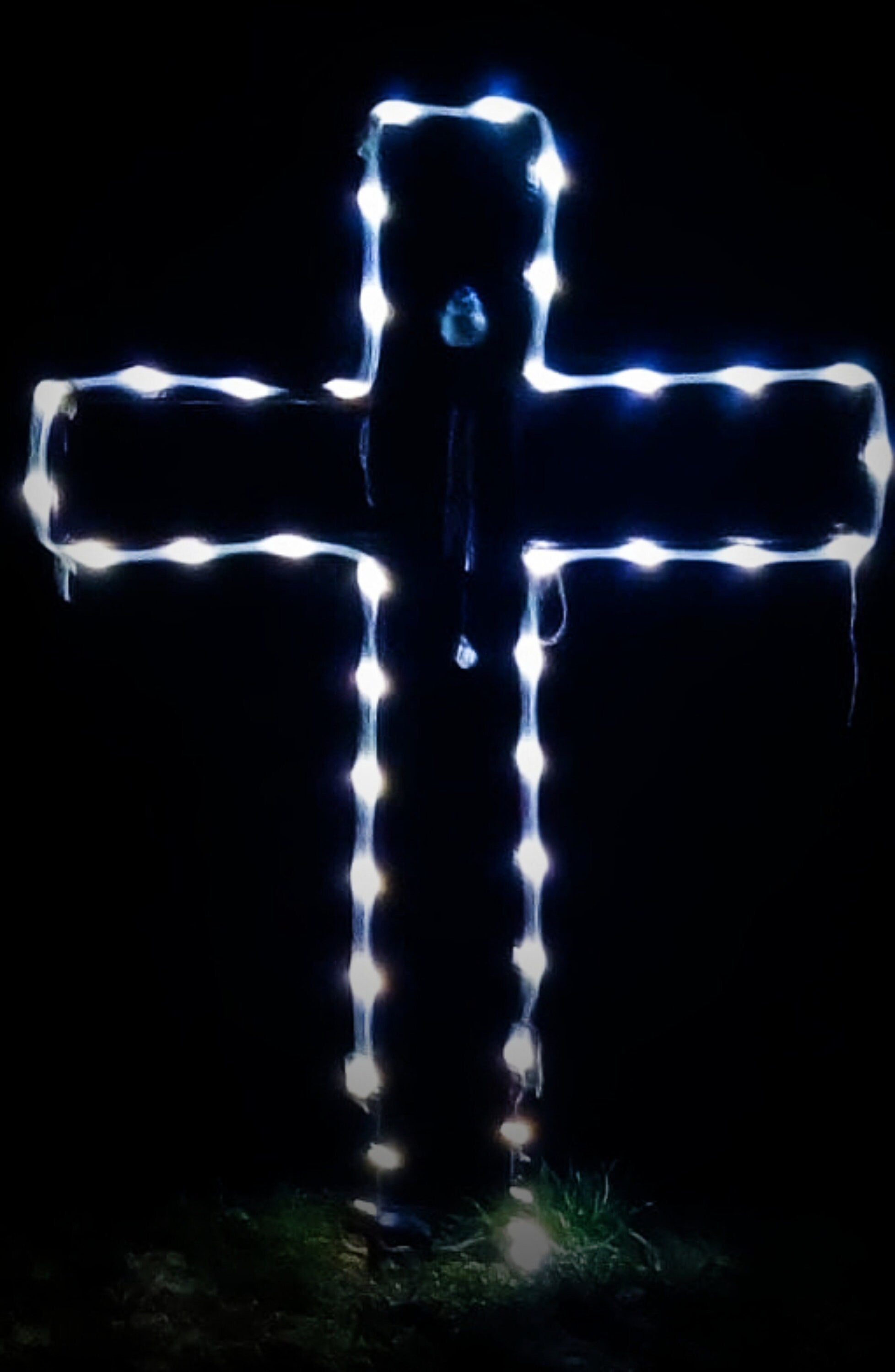 Rustic Spiritual Iron Cross Yard Stake
