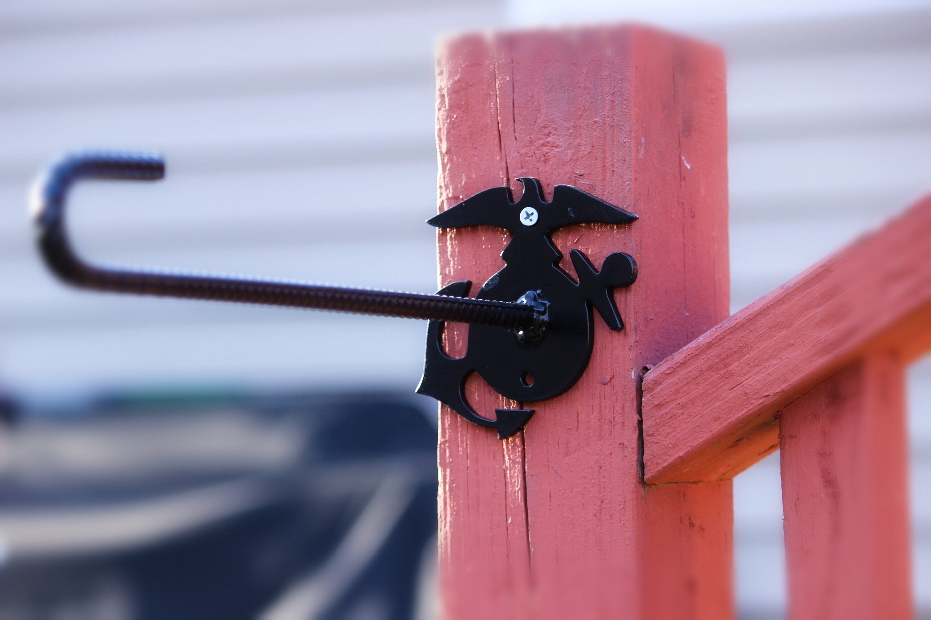 USMC Mini Mailbox Flag Holder, House Flagpole, Deck Flag Hanger, Wall Mounted Flag Holder Hook