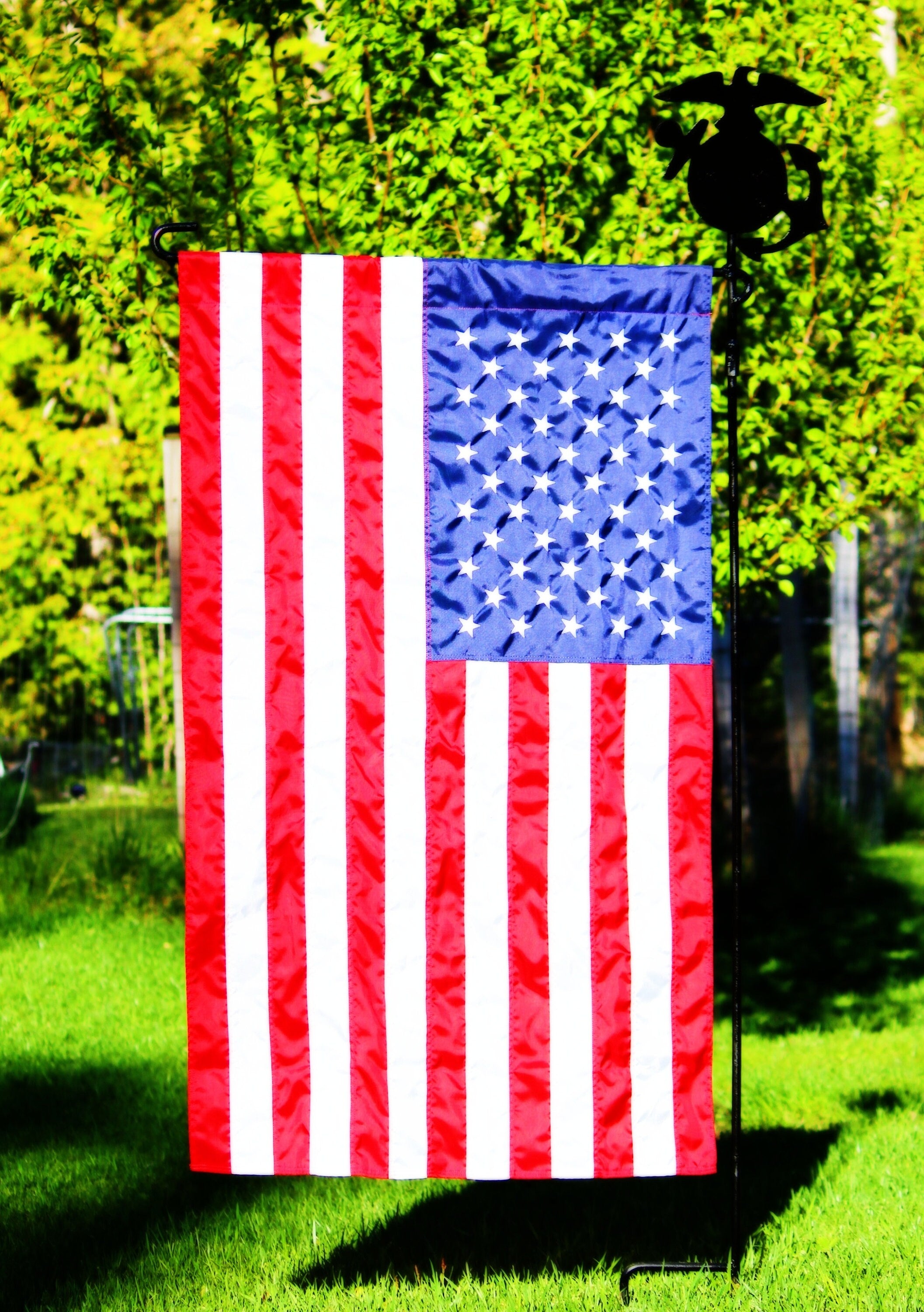 USMC Insignia Flag Holder, Flag Pole, Flag Pole Holder, United States Marine Corp Insignia, Summer Garden Flag