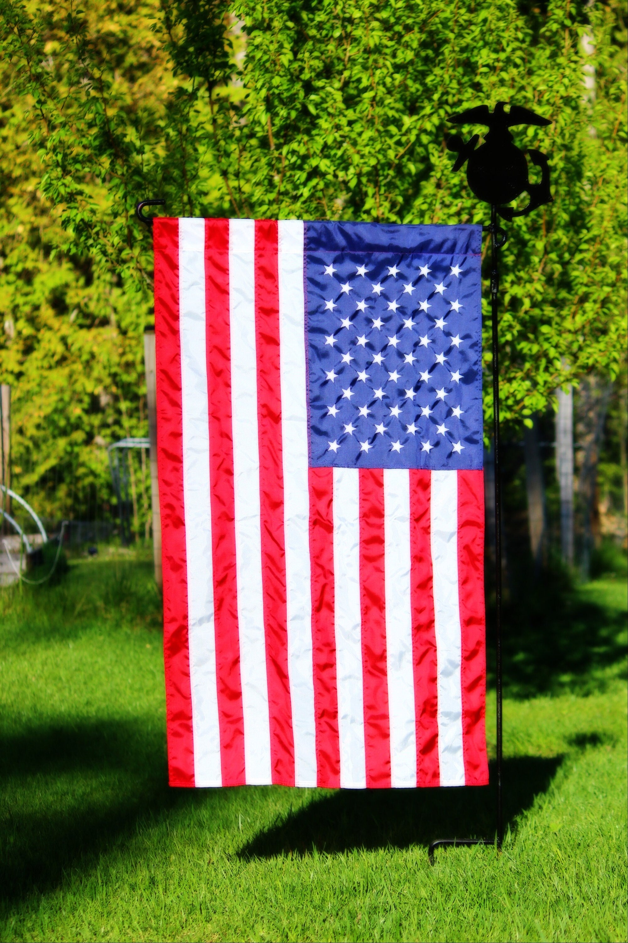 USMC Insignia Flag Holder, Flag Pole, Flag Pole Holder, United States Marine Corp Insignia, Summer Garden Flag