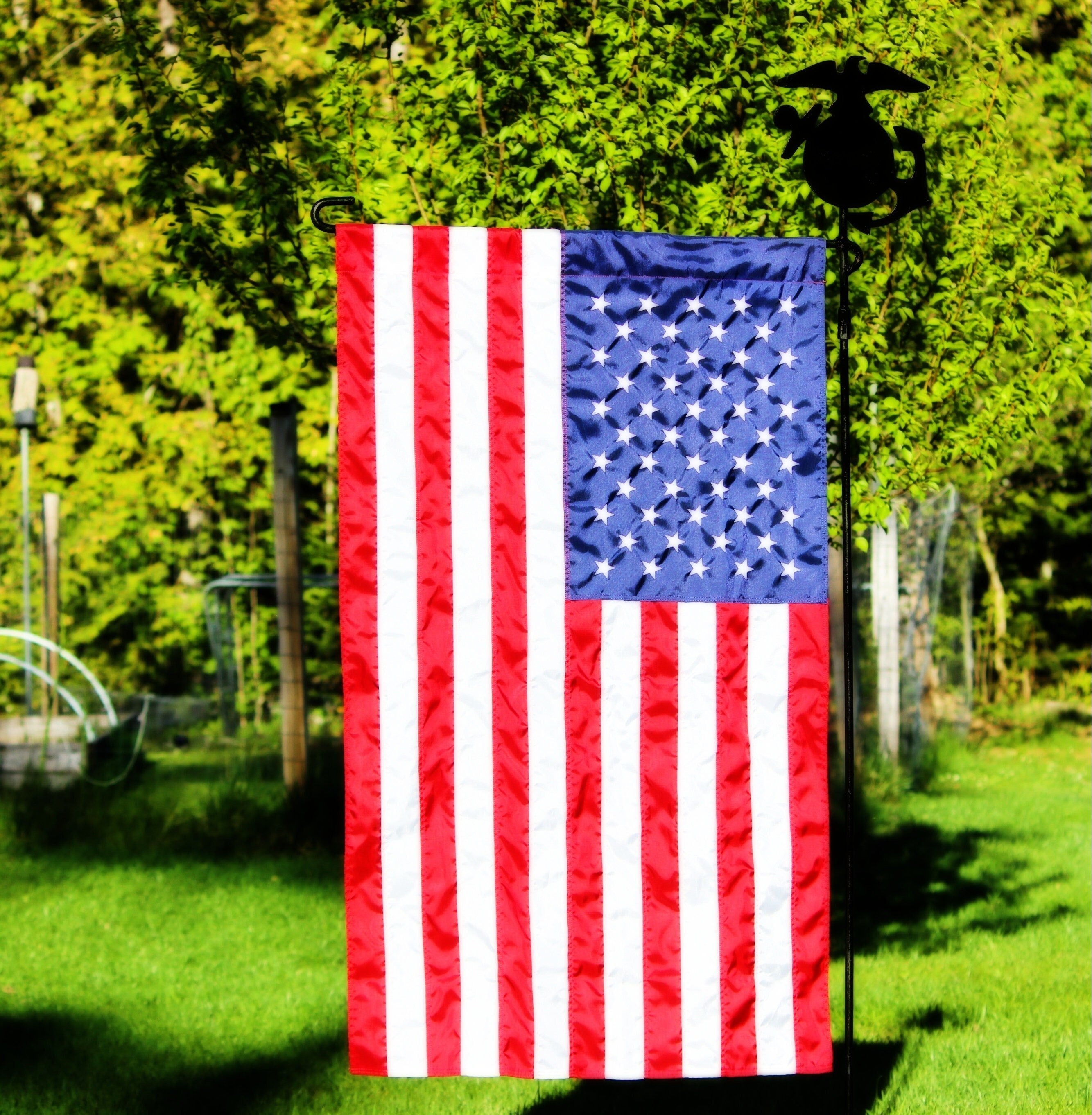 USMC Insignia Flag Holder, Flag Pole, Flag Pole Holder, United States Marine Corp Insignia, Summer Garden Flag