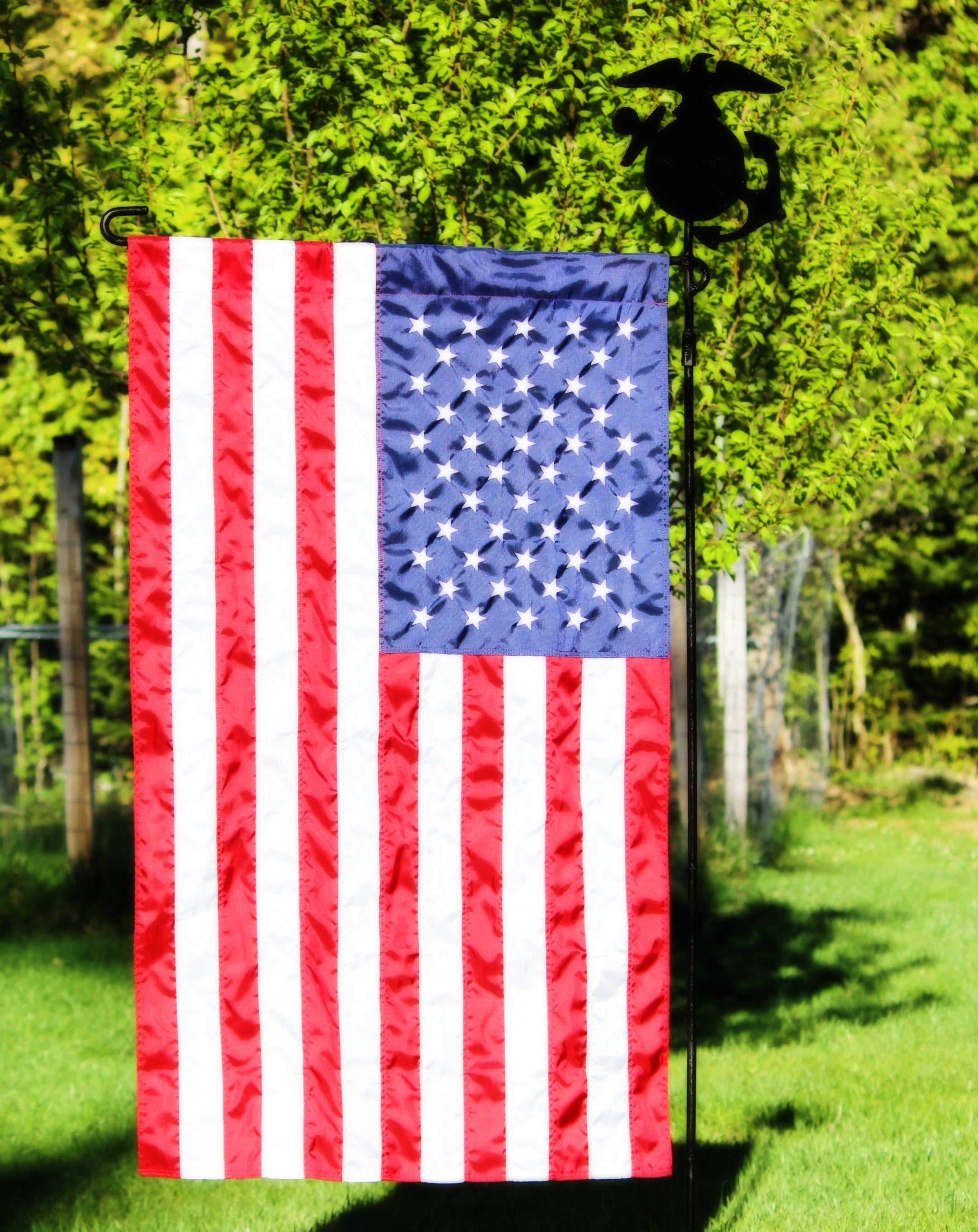 USMC Insignia Flag Holder, Flag Pole, Flag Pole Holder, United States Marine Corp Insignia, Summer Garden Flag