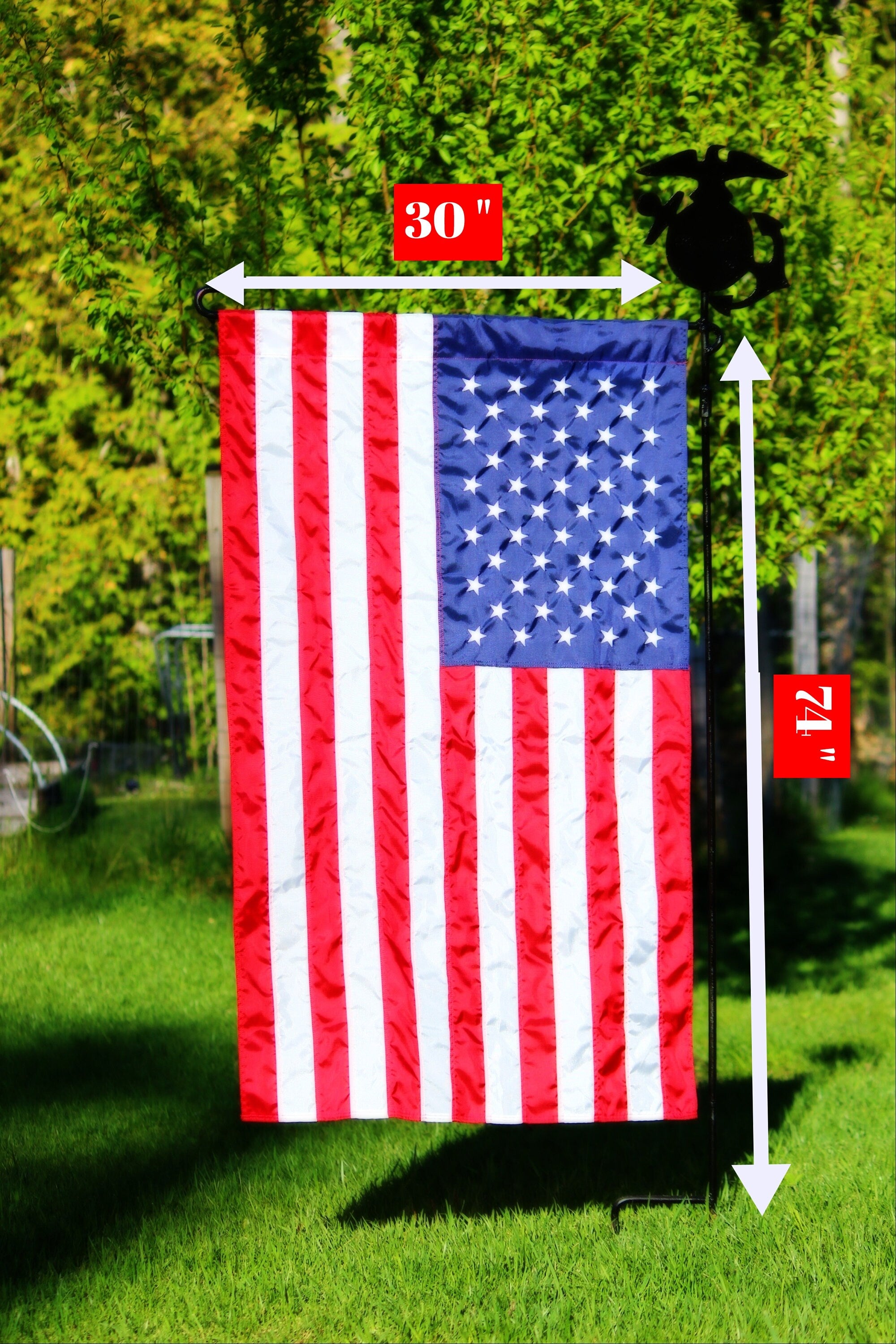 USMC Insignia Flag Holder, Flag Pole, Flag Pole Holder, United States Marine Corp Insignia, Summer Garden Flag