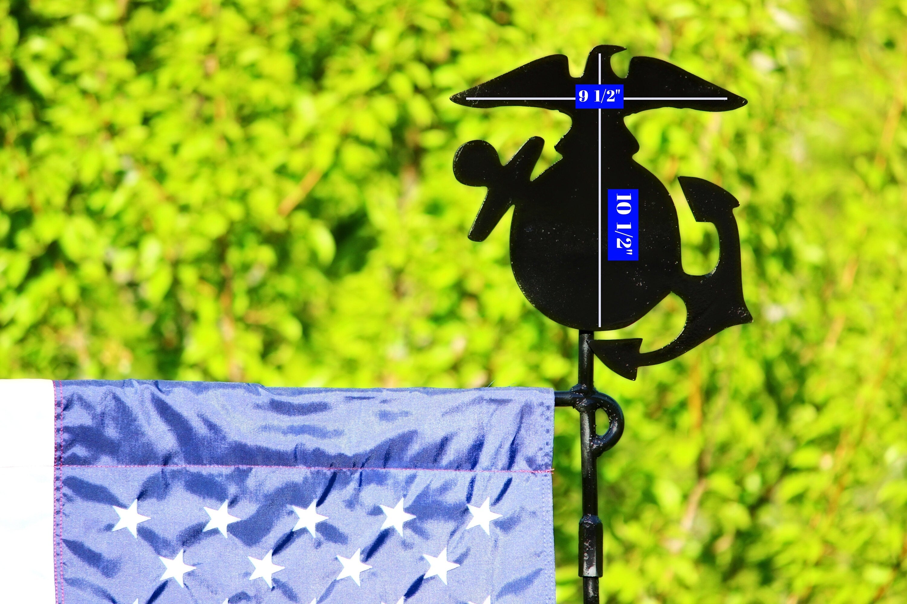 USMC Insignia Flag Holder, Flag Pole, Flag Pole Holder, United States Marine Corp Insignia, Summer Garden Flag