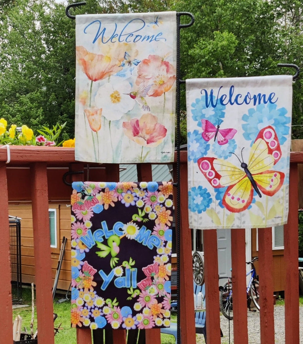Triple Flag Holder, Garden Flag Stand, Summer Garden Flag, Yard Flag Stand, garden flag holder