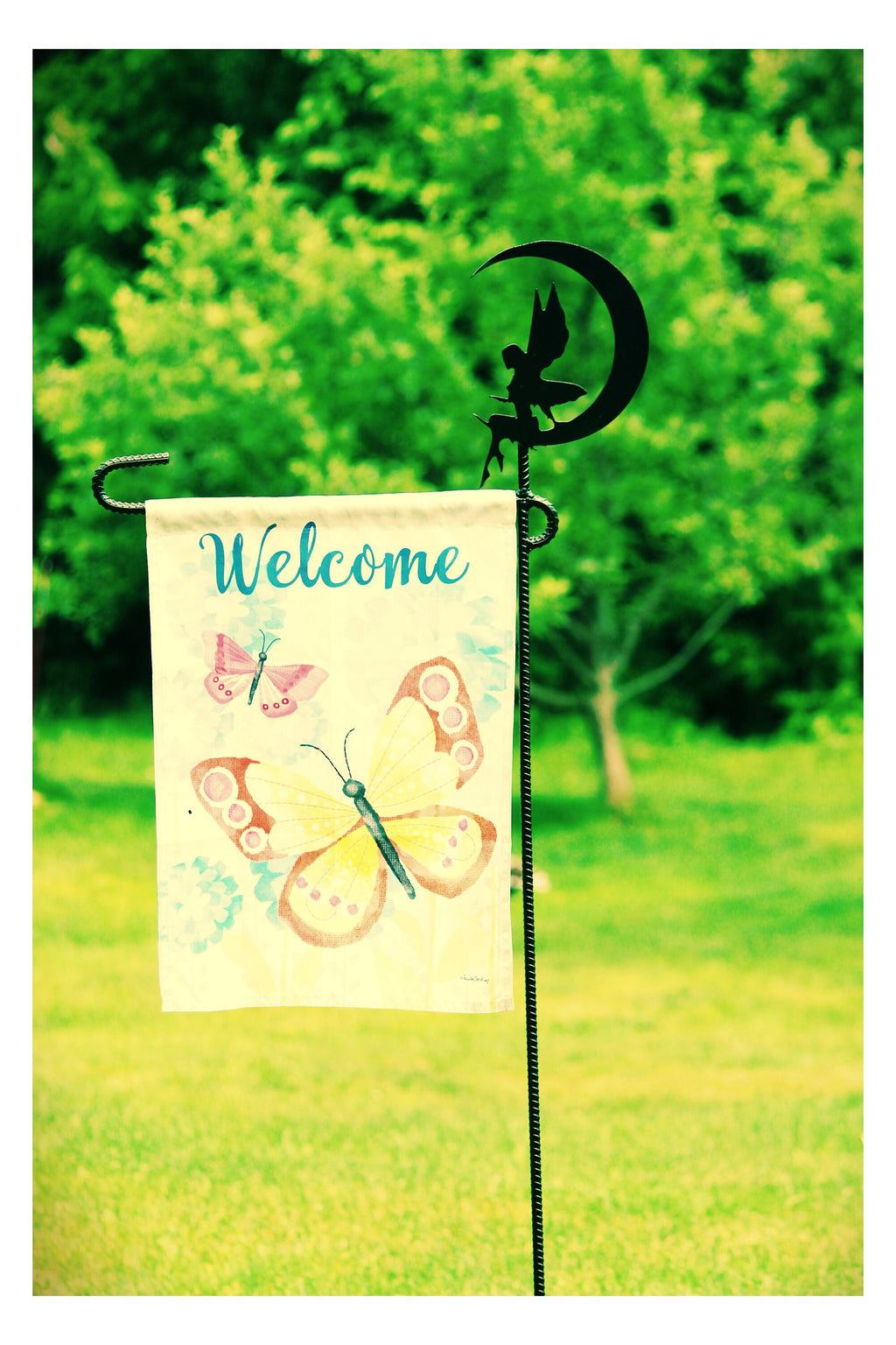 Fairy Garden, Flag Holder, Garden Flag Stand, Camp Site Marker, Grave Site Memorial, Yard Flag Stand, Summer Garden Flag