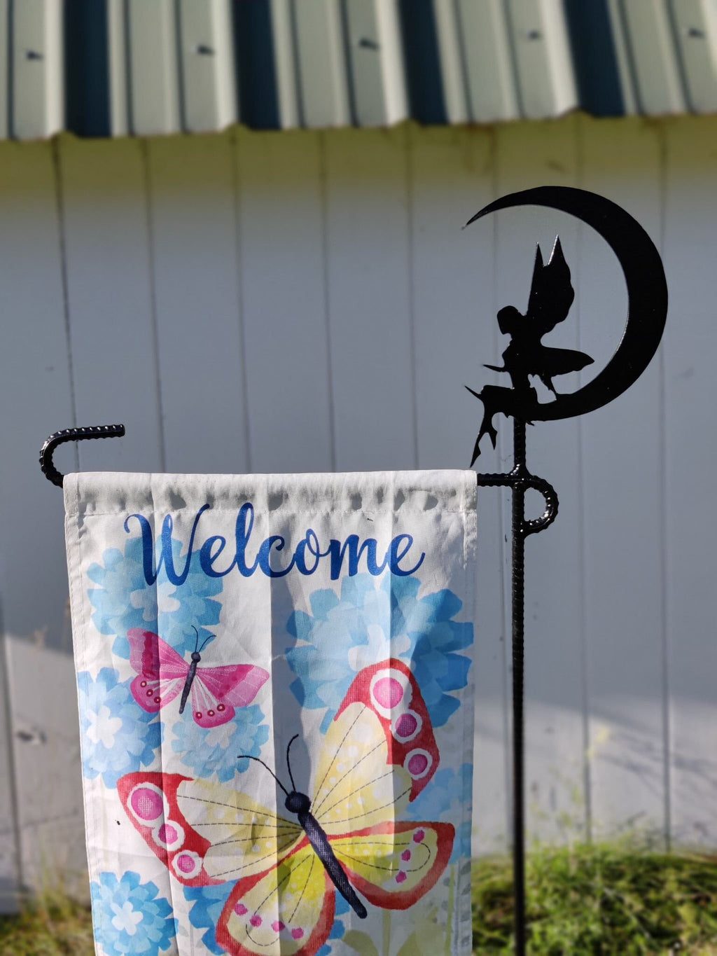 Fairy Garden, Flag Holder, Garden Flag Stand, Camp Site Marker, Grave Site Memorial, Yard Flag Stand, Summer Garden Flag