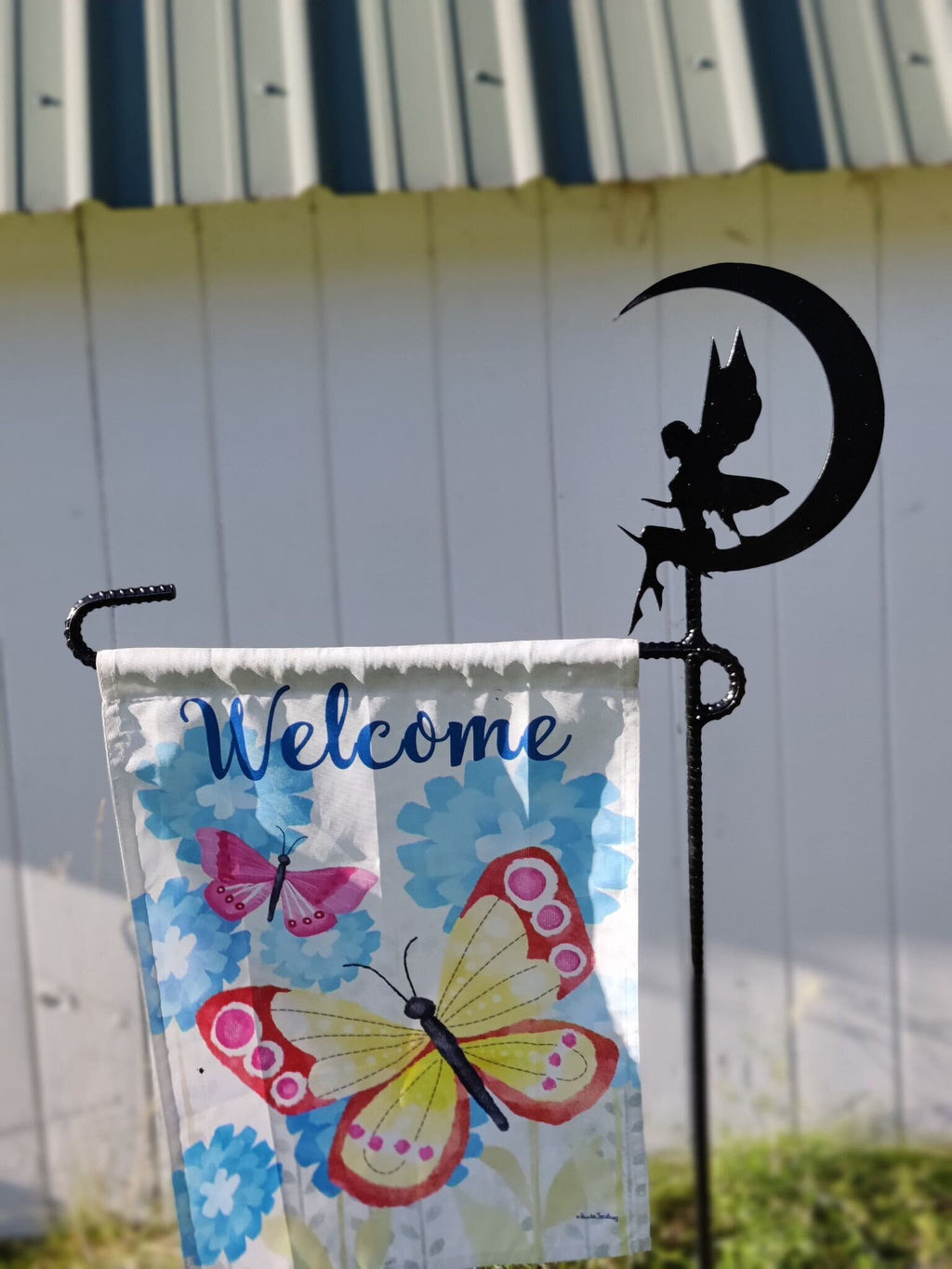Fairy Garden, Flag Holder, Garden Flag Stand, Camp Site Marker, Grave Site Memorial, Yard Flag Stand, Summer Garden Flag