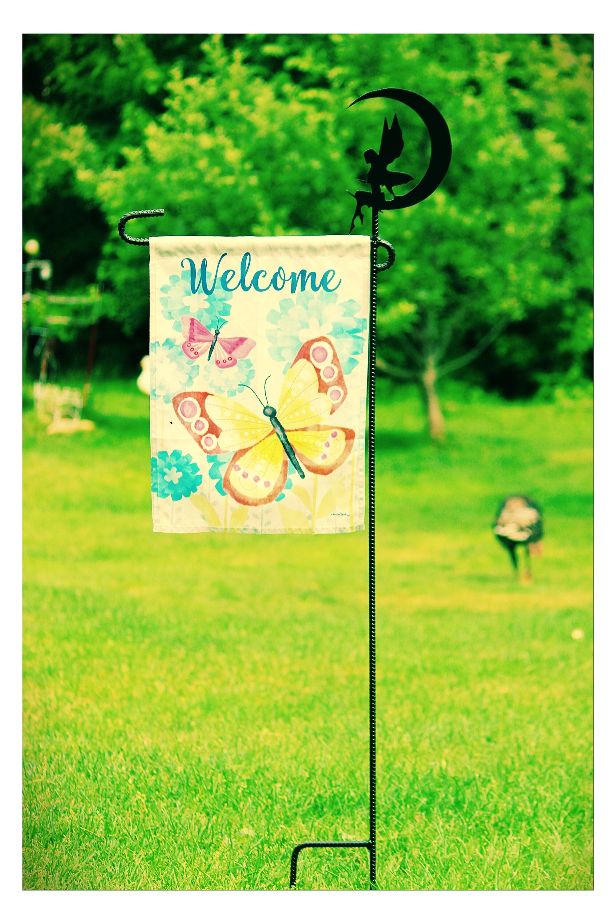 Fairy Garden, Flag Holder, Garden Flag Stand, Camp Site Marker, Grave Site Memorial, Yard Flag Stand, Summer Garden Flag