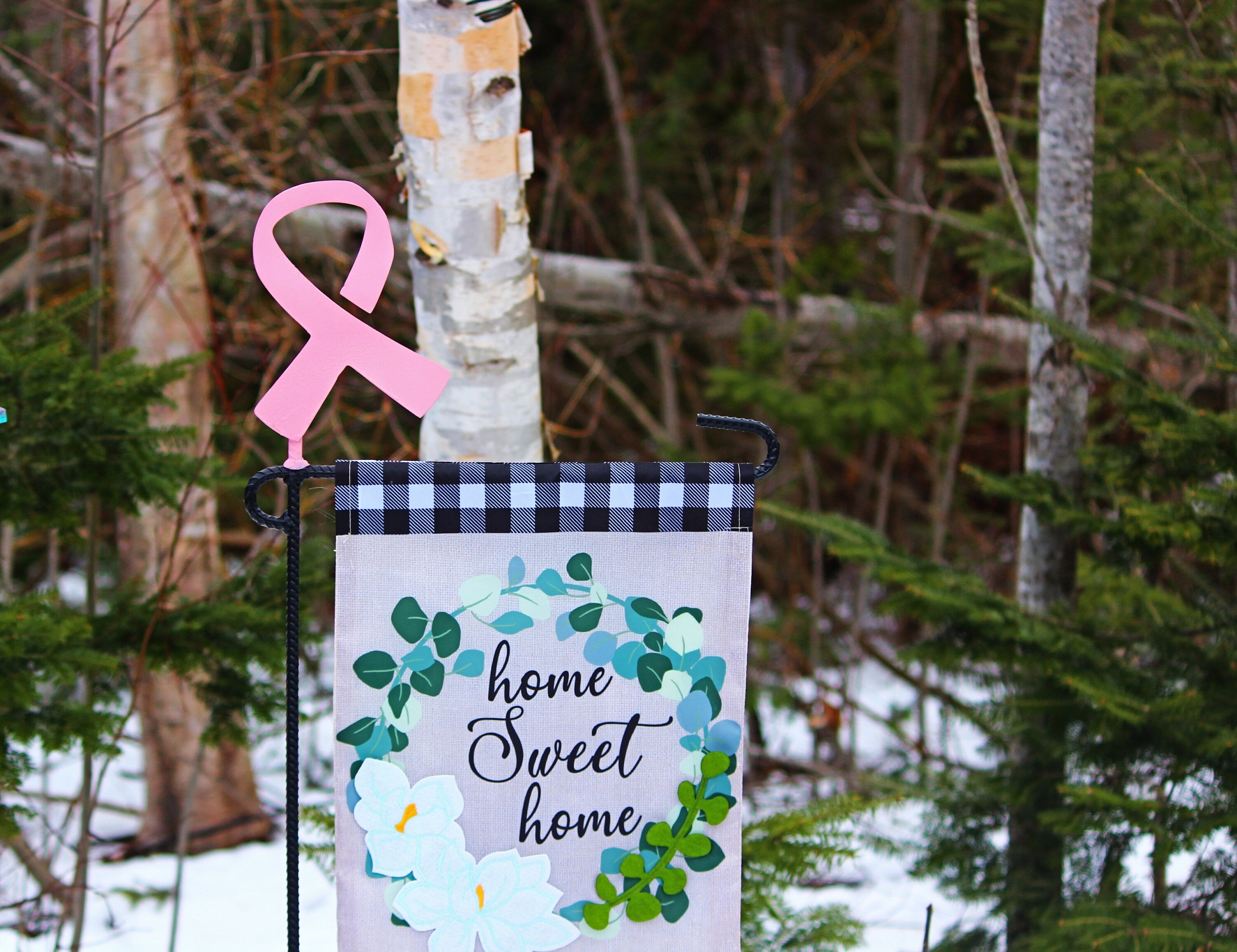 Awareness Ribbon Garden Flag Holder by Rustic Shoe, Awareness Art Décor, Ribbon Flag Holder, Ribbon Yard Art, Awareness Flag Stand