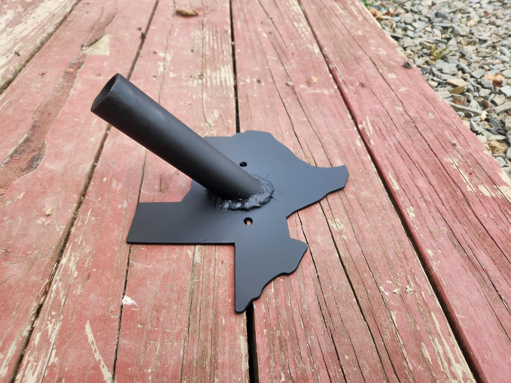 Sturdy Flag Holder with 1-Inch Diameter Pole Slot and Custom State Silhouette Steel Backplate