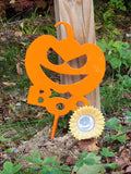 Steel & Rebar Pumpkin Boo Halloween Decoration - Durable Yard Stake for Outdoor Display