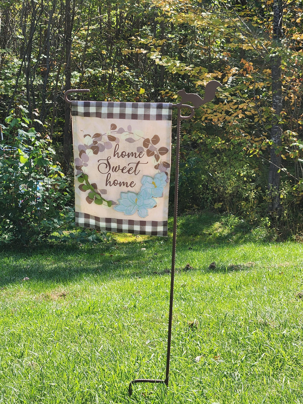 Squirrel Garden Flag Holder, Garden Flag Stand, Camp Site Marker, Grave Site Memorial, Yard Flag Stand, Summer Garden Flag, Sign Holder