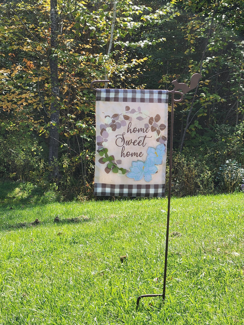Squirrel Garden Flag Holder, Garden Flag Stand, Camp Site Marker, Grave Site Memorial, Yard Flag Stand, Summer Garden Flag, Sign Holder