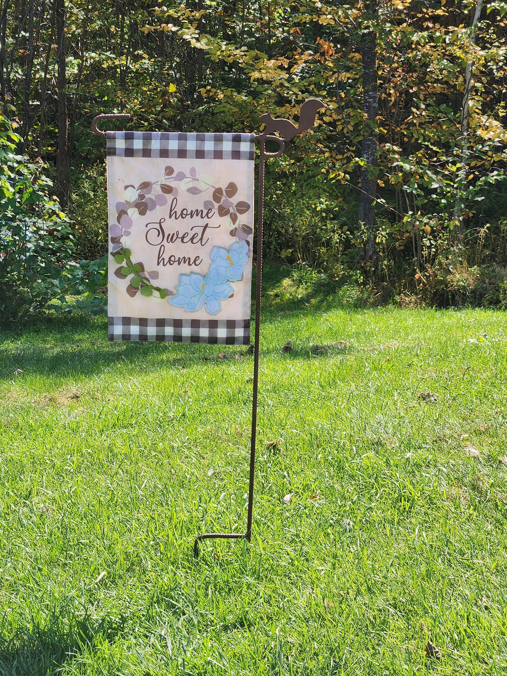 Squirrel Garden Flag Holder, Garden Flag Stand, Camp Site Marker, Grave Site Memorial, Yard Flag Stand, Summer Garden Flag, Sign Holder
