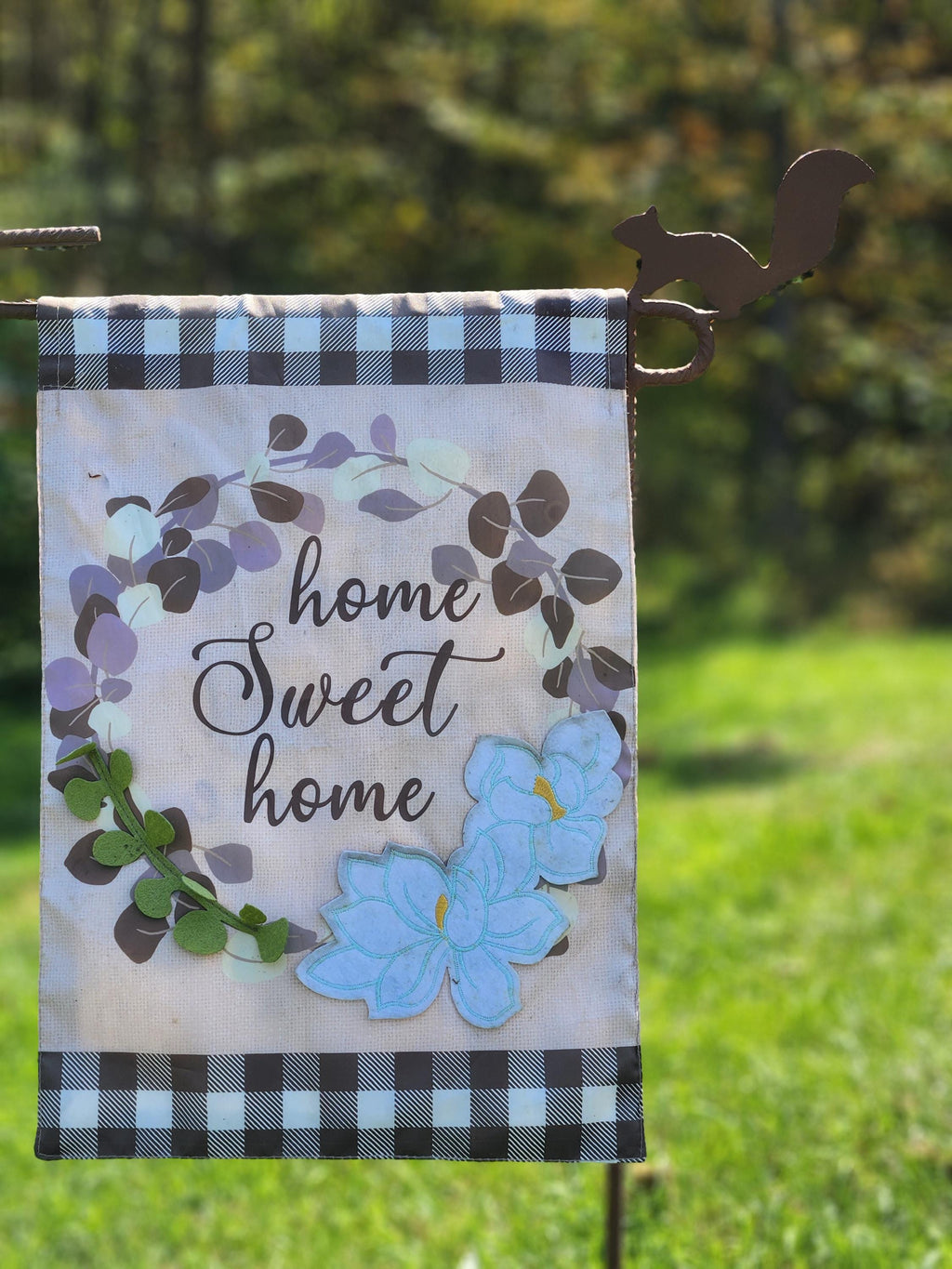 Squirrel Garden Flag Holder, Garden Flag Stand, Camp Site Marker, Grave Site Memorial, Yard Flag Stand, Summer Garden Flag, Sign Holder