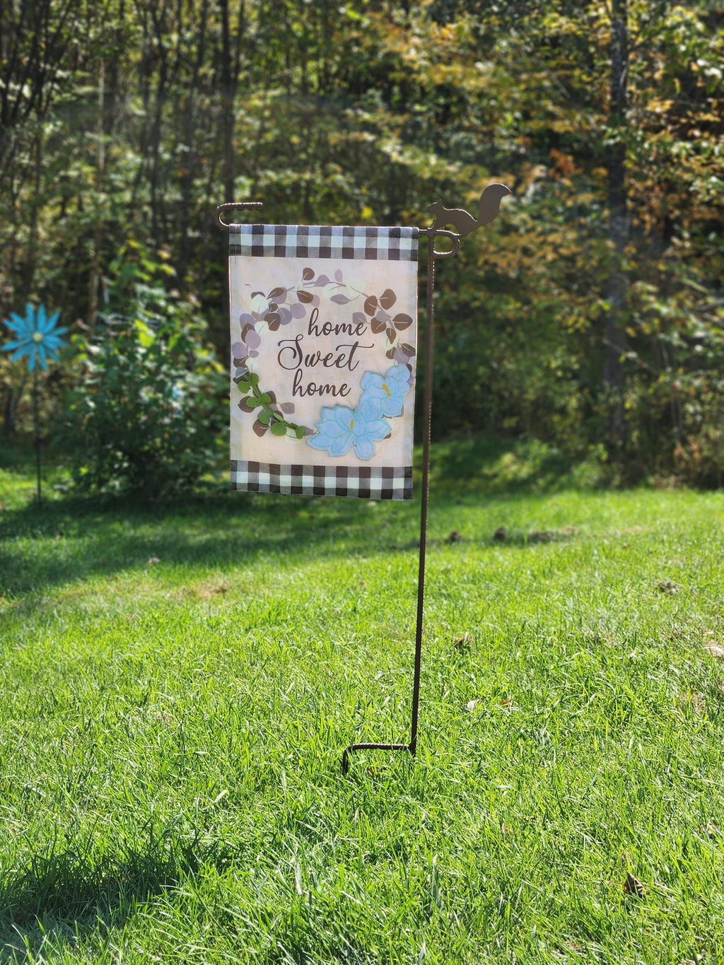 Squirrel Garden Flag Holder, Garden Flag Stand, Camp Site Marker, Grave Site Memorial, Yard Flag Stand, Summer Garden Flag, Sign Holder