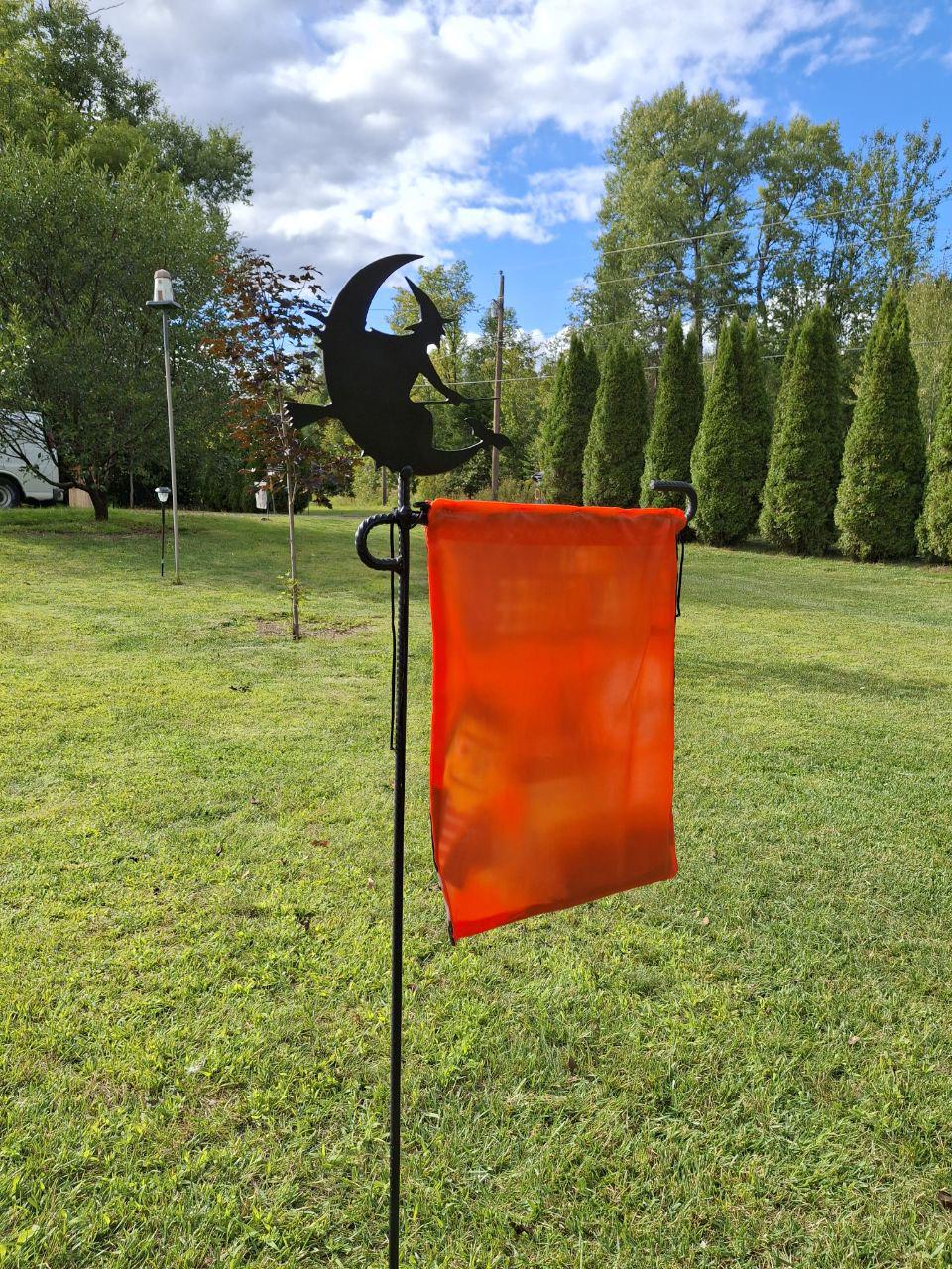 Flying Witch on Broomstick Design - Flag Holder - Halloween Yard Decor – Perfect for 12x35