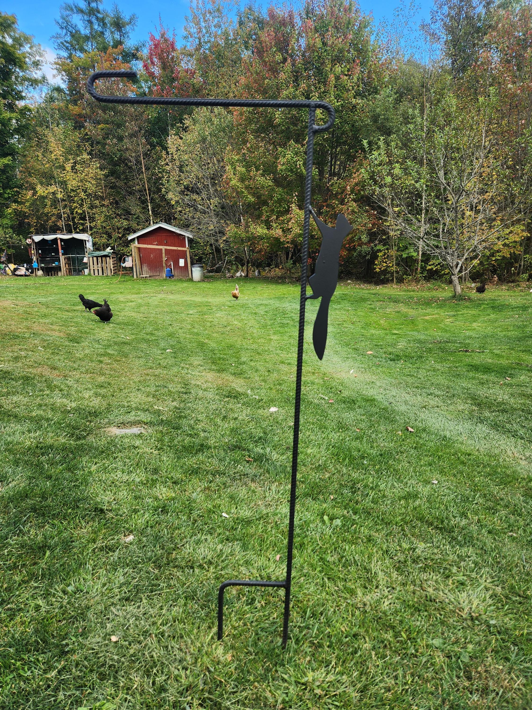 Squirrel Flag Holder, Garden Flag Holder, Garden Flag Stand, Camp Site Marker, Yard Flag Stand, Yard Art, Sign Holder, Squirrel Décor