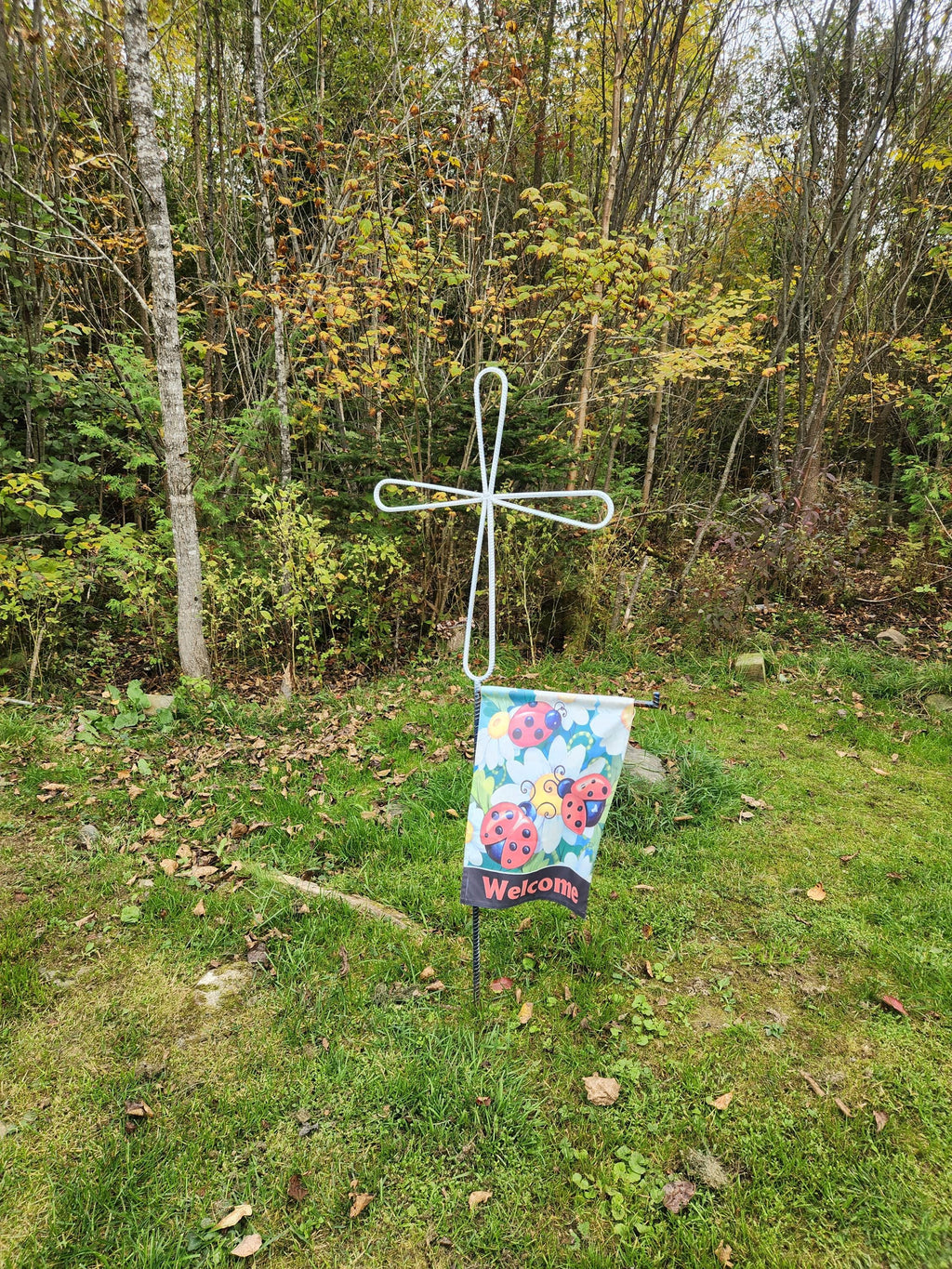 Rustic Spiritual Iron Cross Yard Stake