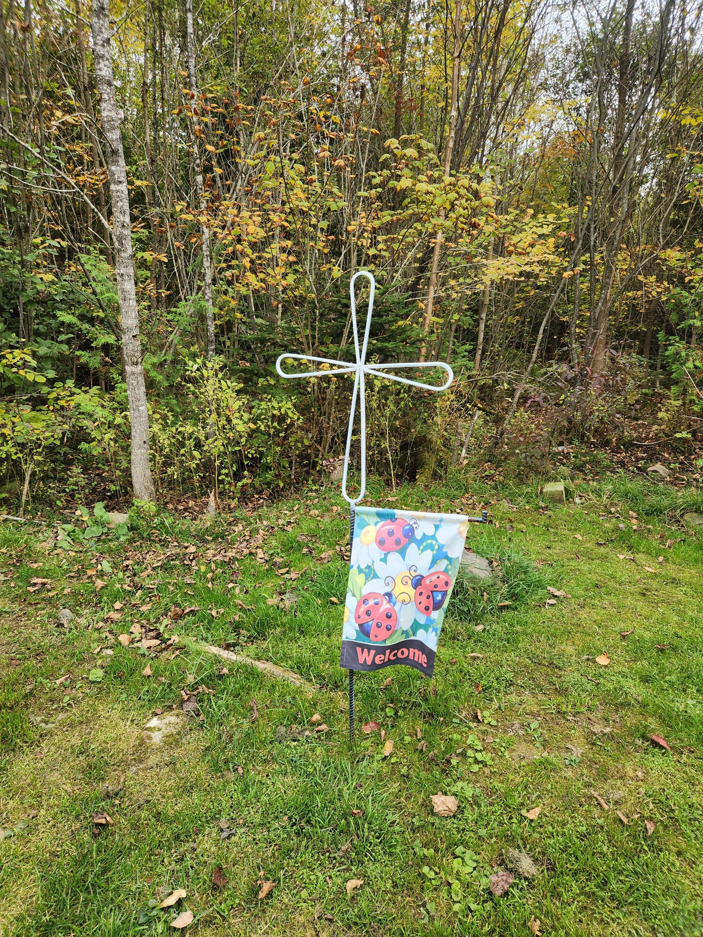 Rustic Spiritual Iron Cross Yard Stake