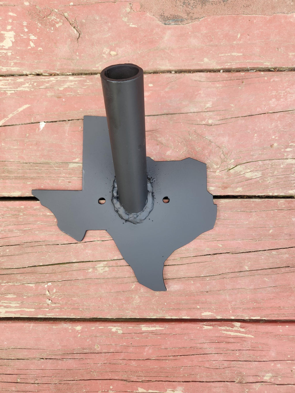 Sturdy Flag Holder with 1-Inch Diameter Pole Slot and Custom State Silhouette Steel Backplate