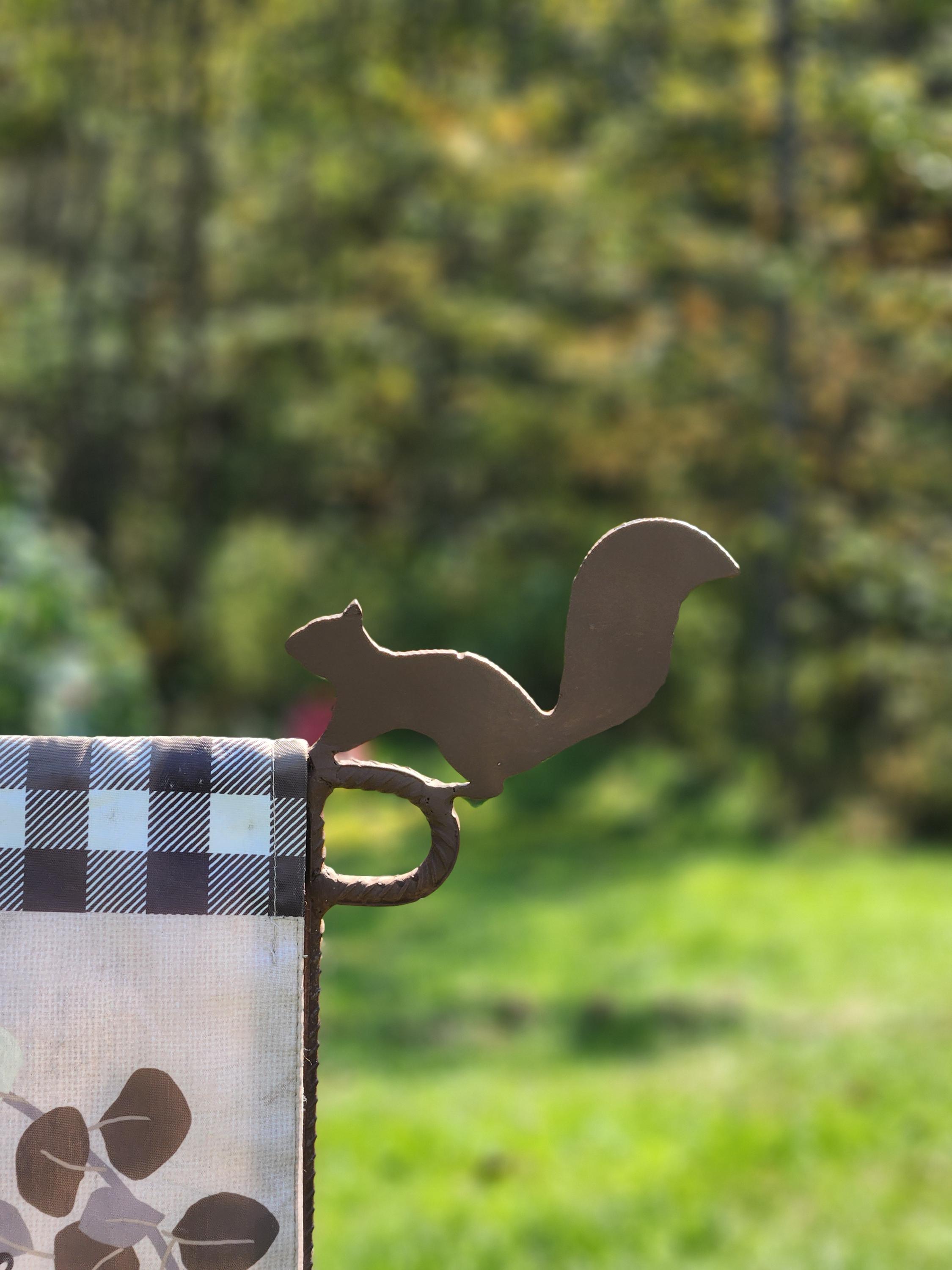 Squirrel Garden Flag Holder, Garden Flag Stand, Camp Site Marker, Grave Site Memorial, Yard Flag Stand, Summer Garden Flag, Sign Holder