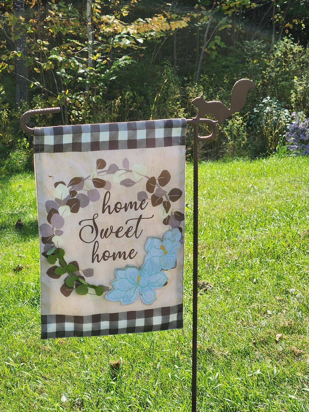 Squirrel Garden Flag Holder, Garden Flag Stand, Camp Site Marker, Grave Site Memorial, Yard Flag Stand, Summer Garden Flag, Sign Holder
