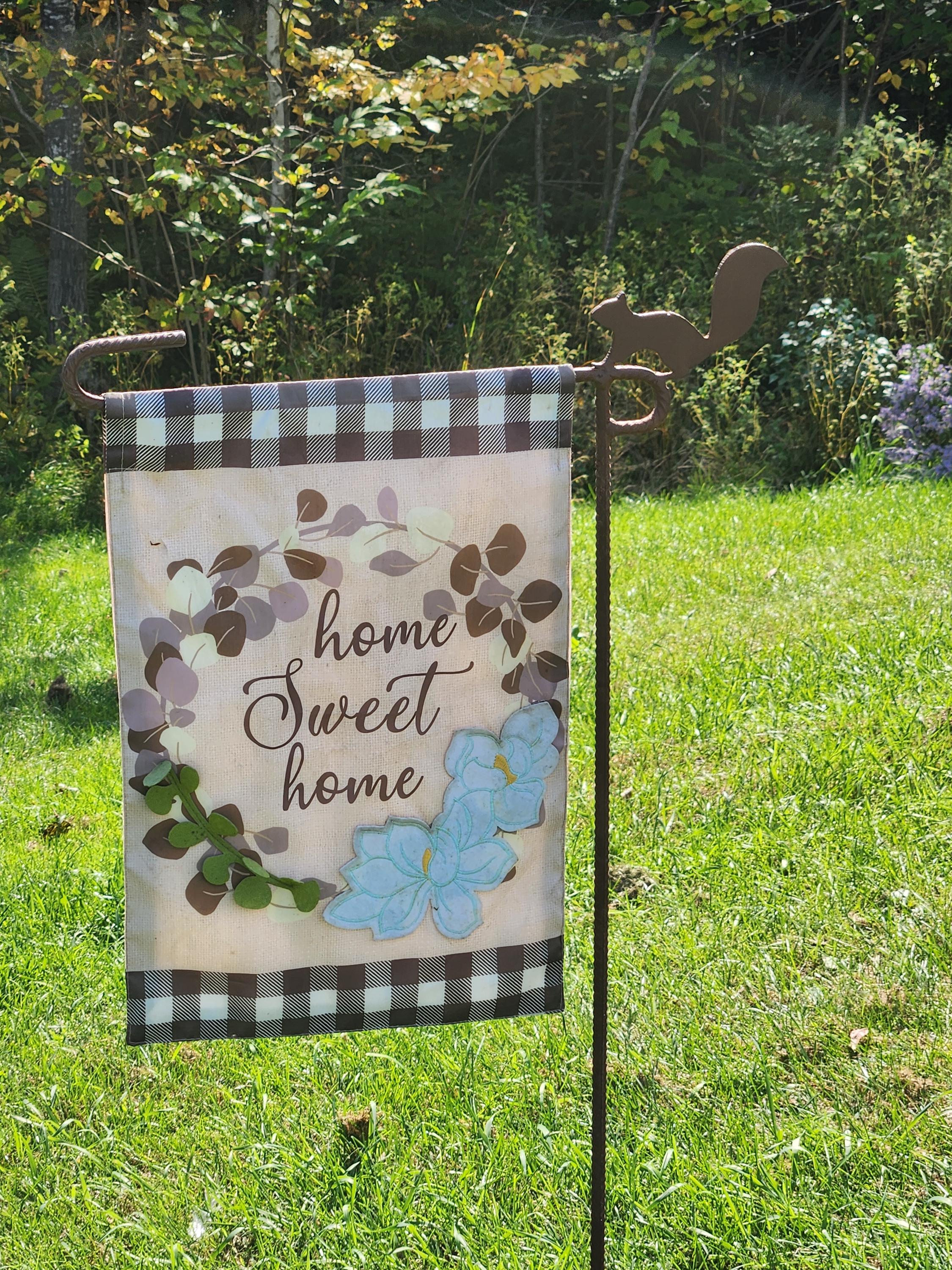 Squirrel Garden Flag Holder, Garden Flag Stand, Camp Site Marker, Grave Site Memorial, Yard Flag Stand, Summer Garden Flag, Sign Holder