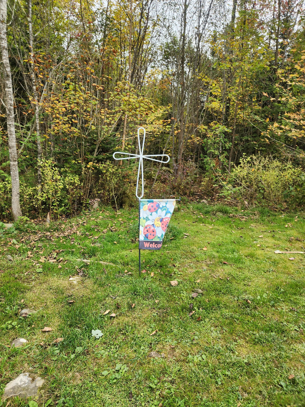 Rustic Spiritual Iron Cross Yard Stake