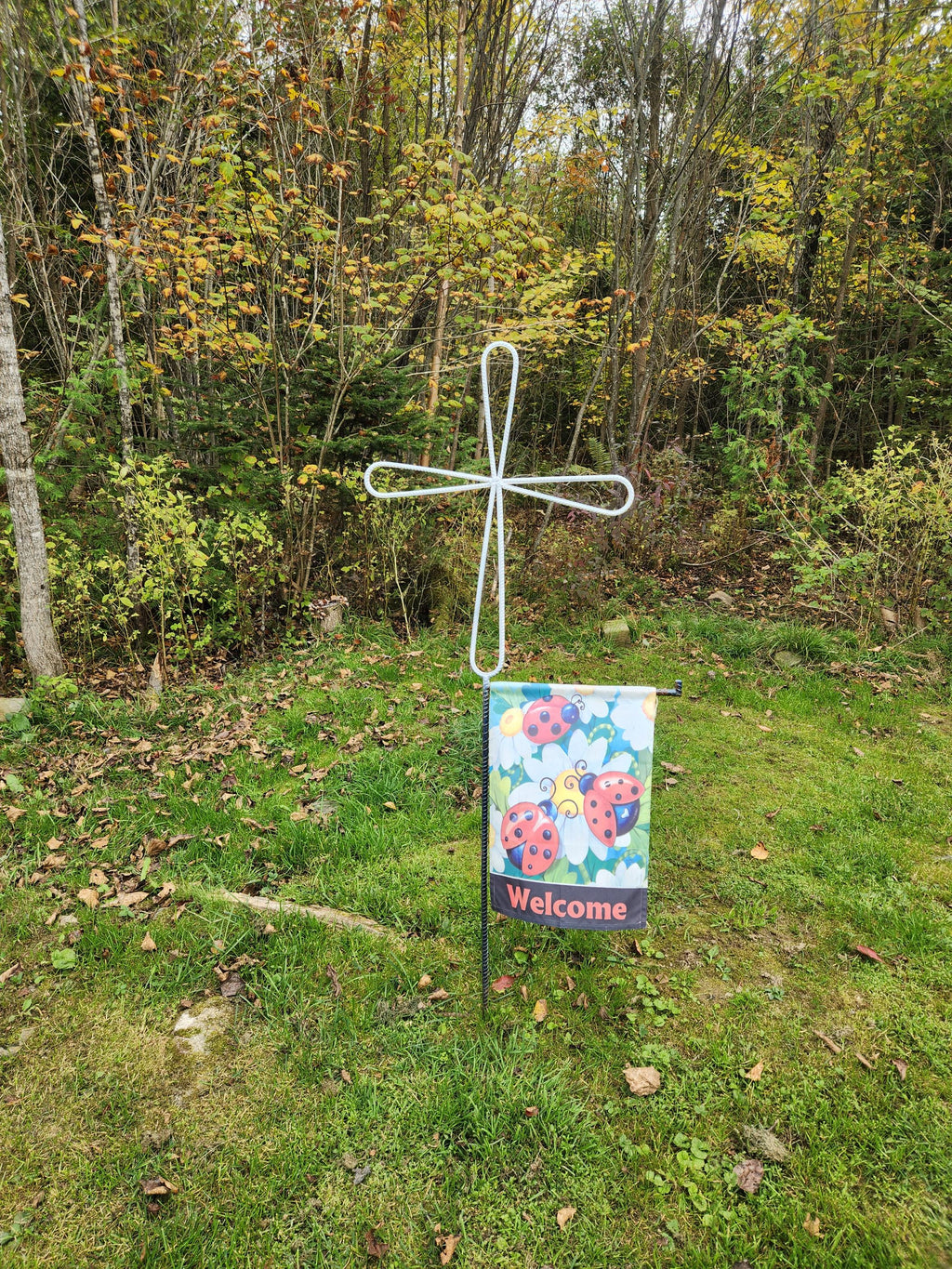 Rustic Spiritual Iron Cross Yard Stake