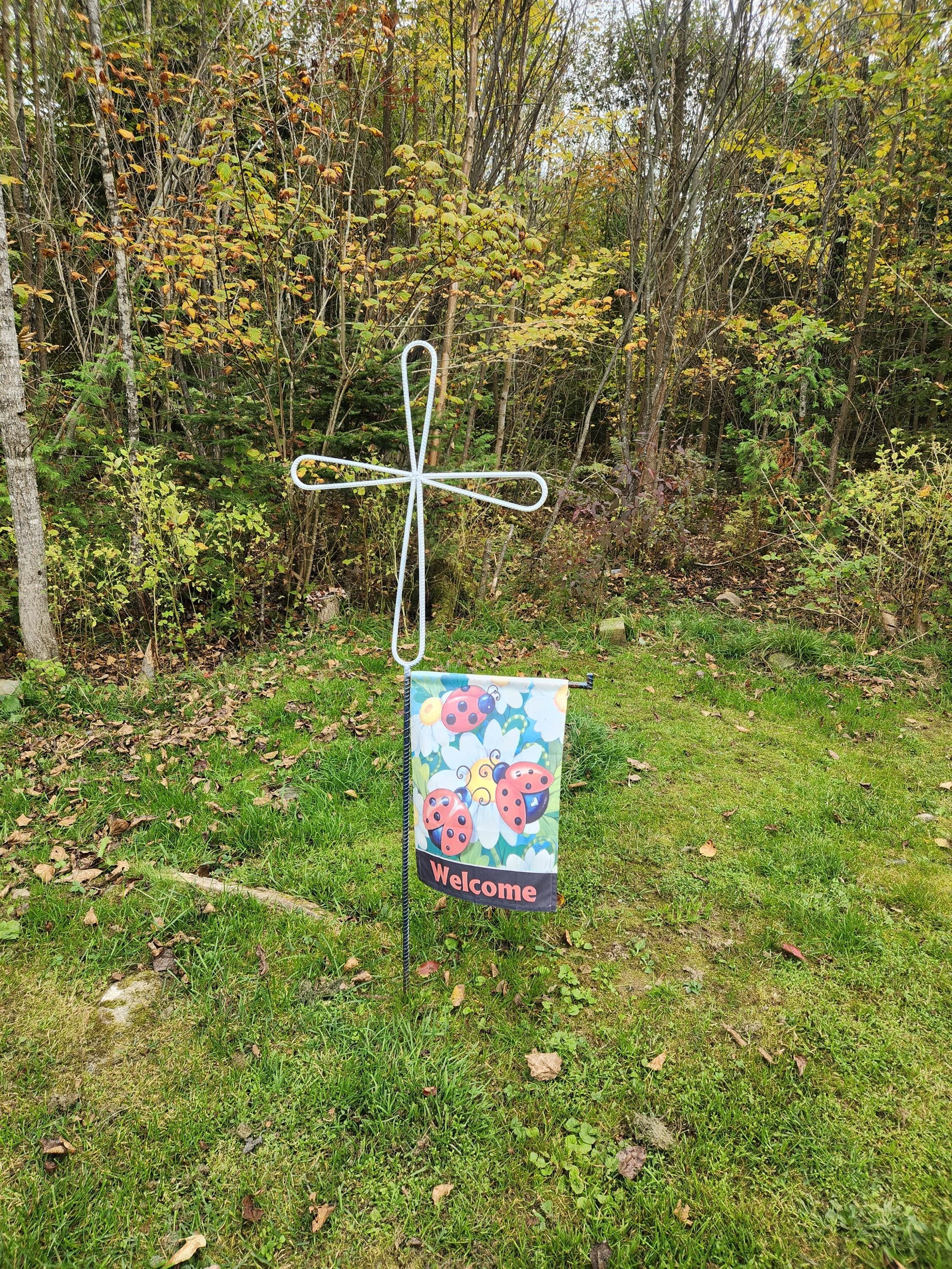 Rustic Spiritual Iron Cross Yard Stake