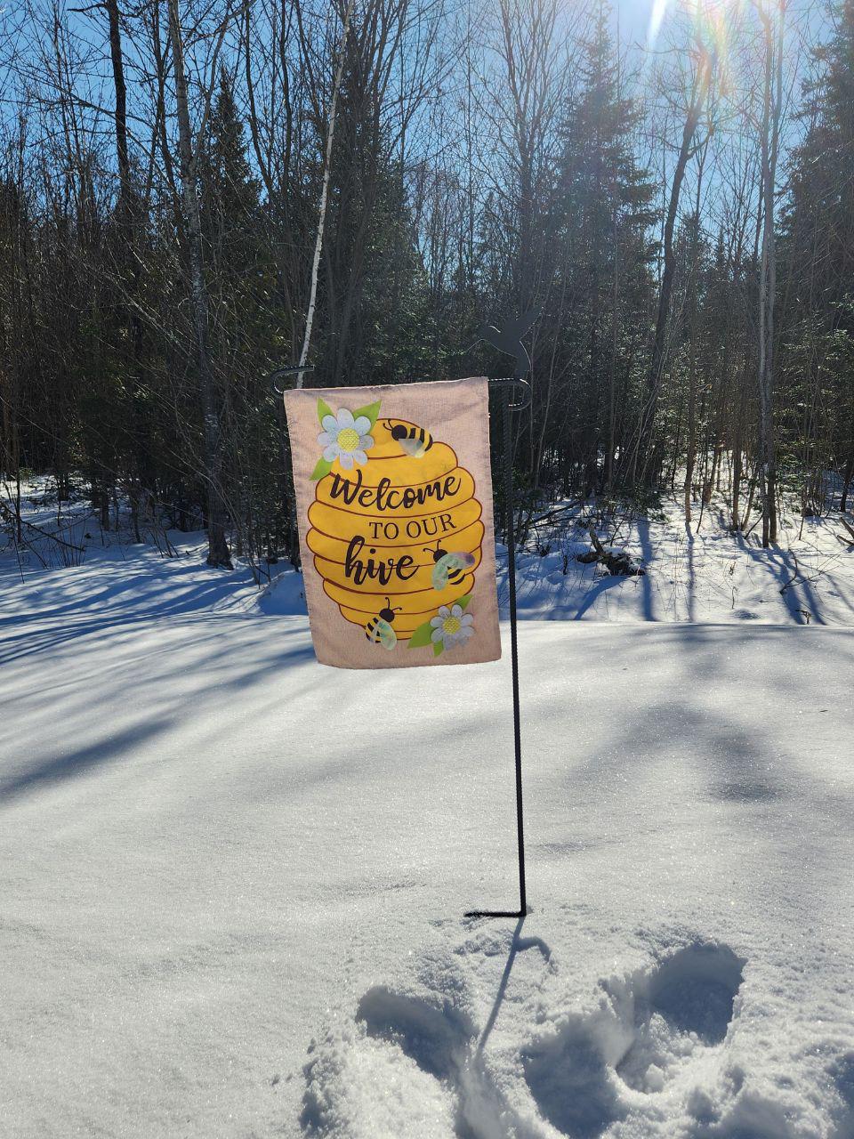 Hummingbird Garden Flag Holder, Garden Flag Stand, Camp Site Marker, Grave Site Memorial, Yard Flag Stand, Summer Garden Flag, Sign Holder