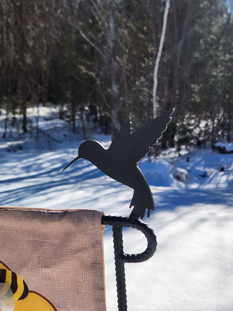 Hummingbird Garden Flag Holder, Garden Flag Stand, Camp Site Marker, Grave Site Memorial, Yard Flag Stand, Summer Garden Flag, Sign Holder