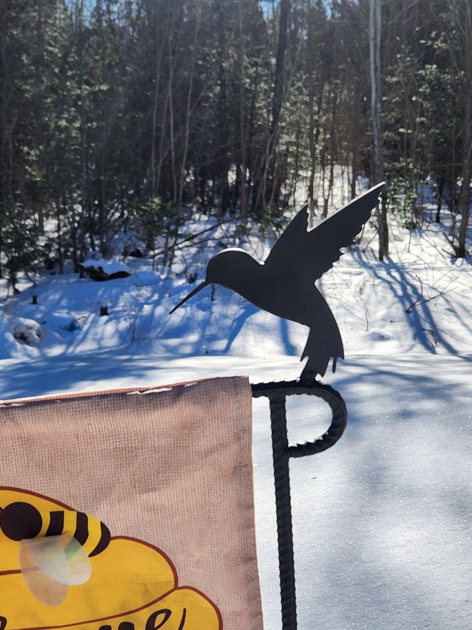 Hummingbird Garden Flag Holder, Garden Flag Stand, Camp Site Marker, Grave Site Memorial, Yard Flag Stand, Summer Garden Flag, Sign Holder