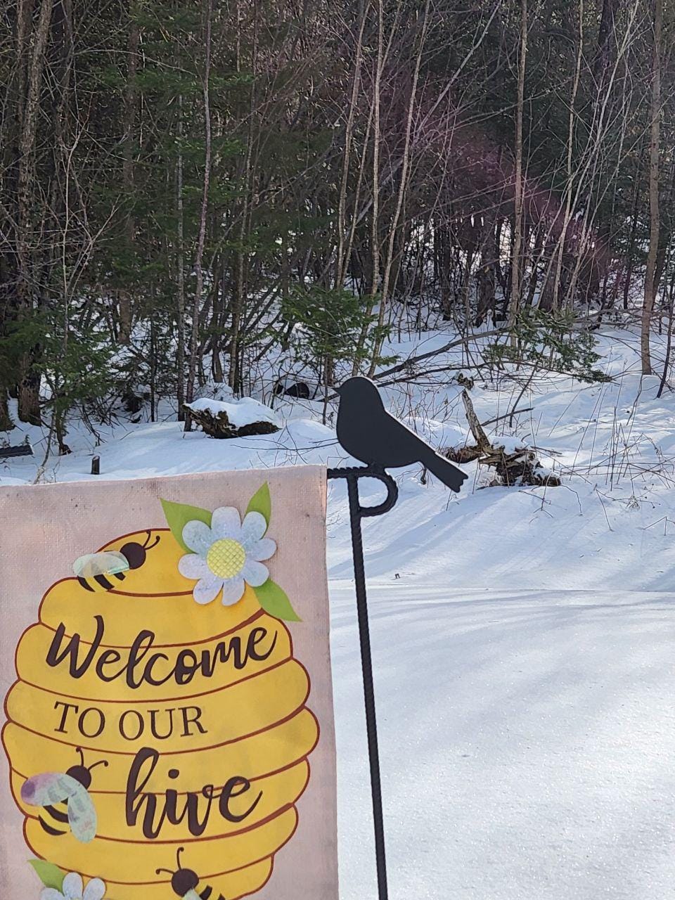 Bird Garden Flag Holder, Garden Flag Stand, Camp Site Marker, Grave Site Memorial, Yard Flag Stand, Summer Garden Flag, Sign Holder