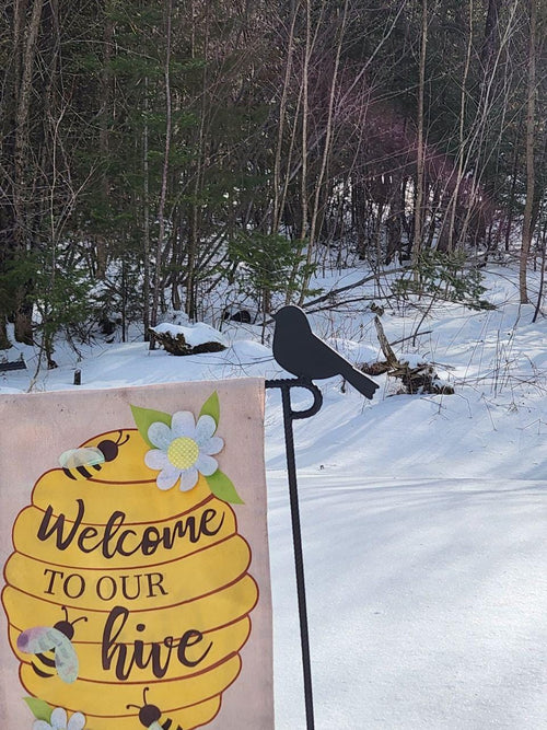 Bird Garden Flag Holder, Garden Flag Stand, Camp Site Marker, Grave Site Memorial, Yard Flag Stand, Summer Garden Flag, Sign Holder