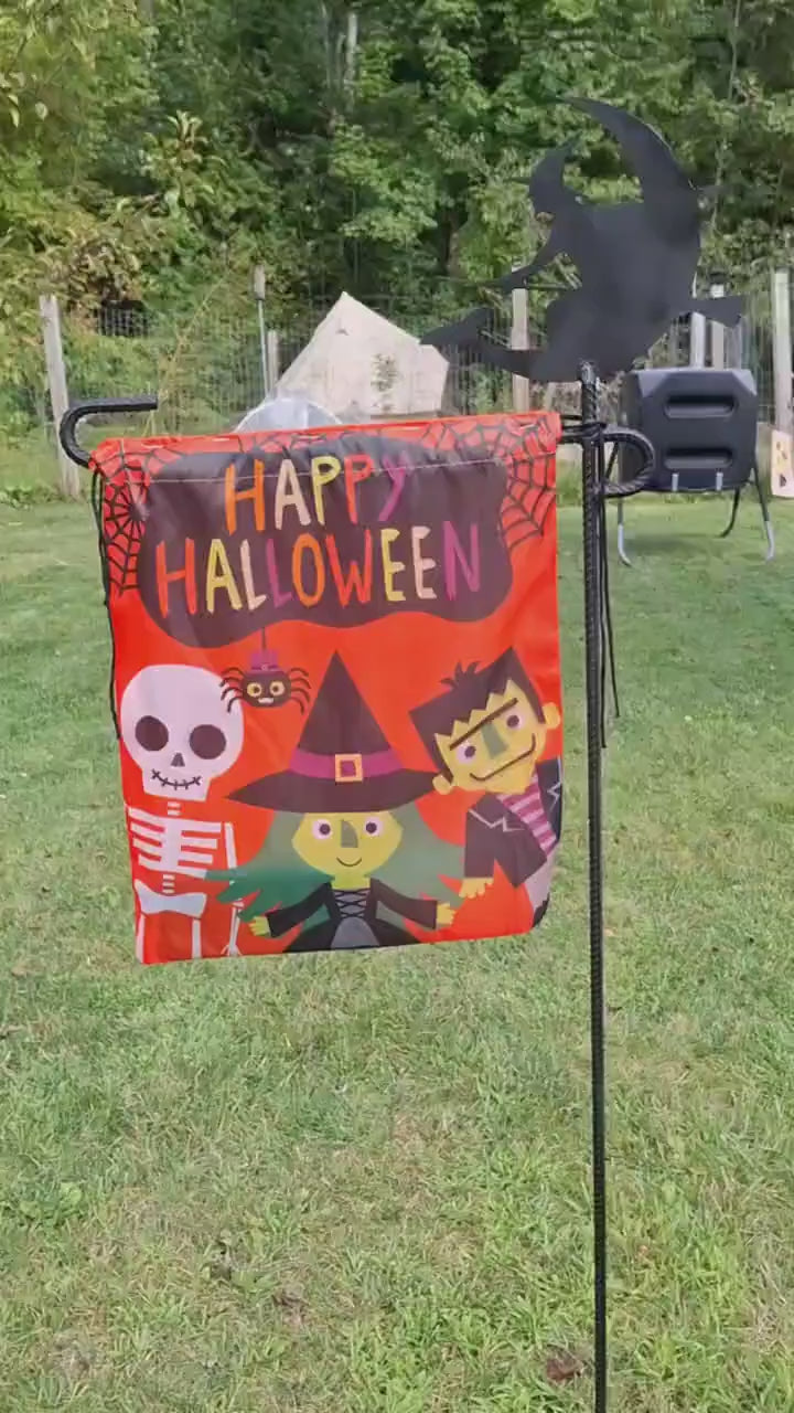 Flying Witch on Broomstick Design - Flag Holder  - Halloween Yard Decor – Perfect for 12x35