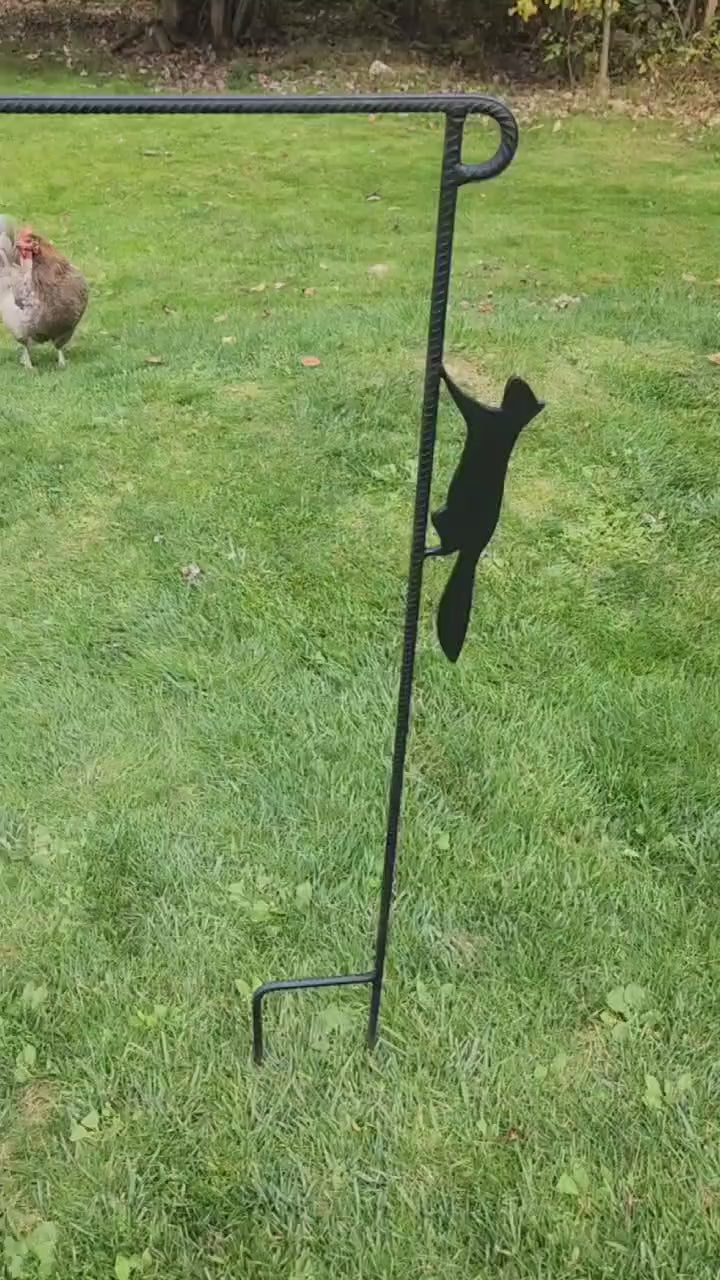 Squirrel Flag Holder, Garden Flag Holder, Garden Flag Stand, Camp Site Marker, Yard Flag Stand, Yard Art, Sign Holder, Squirrel Décor