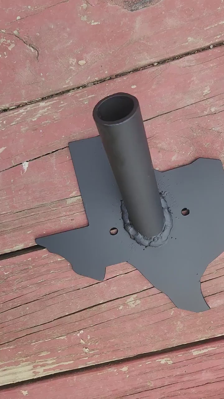 Sturdy Flag Holder with 1-Inch Diameter Pole Slot and Custom State Silhouette Steel Backplate