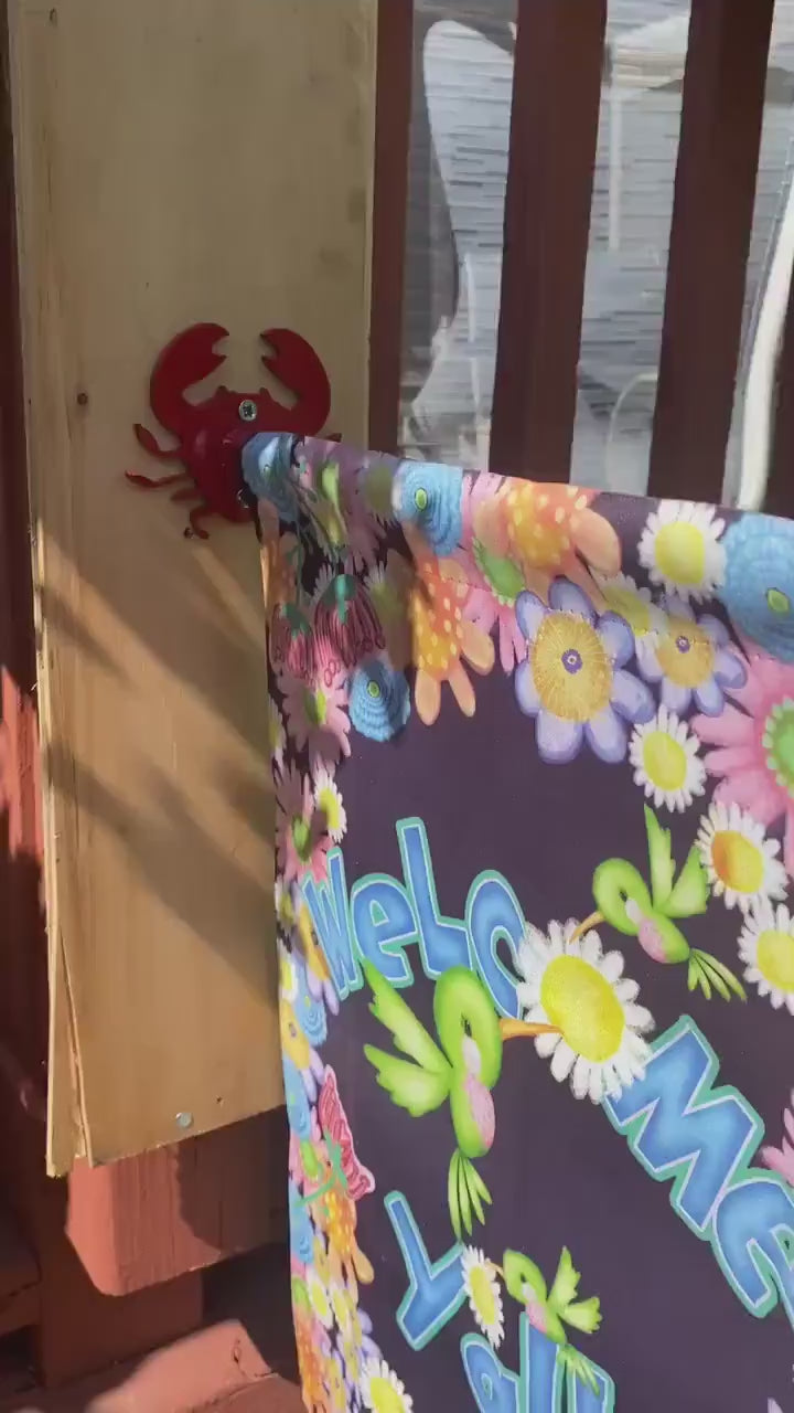 Cutsie Crab  Flag Holder, Mini Flag Holder, Patio, Garden Flag Post, Beach Decor, Beach Flag, Wall Mounted Flag Holder Hook